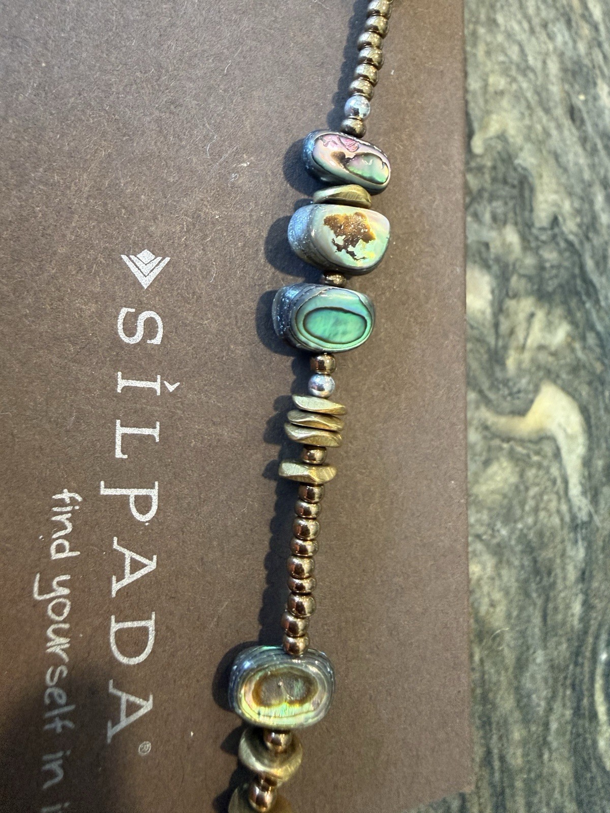 Silpada Sterling Silver 925 N1729 Abalone Shell, Glass Beads And Brass Necklace