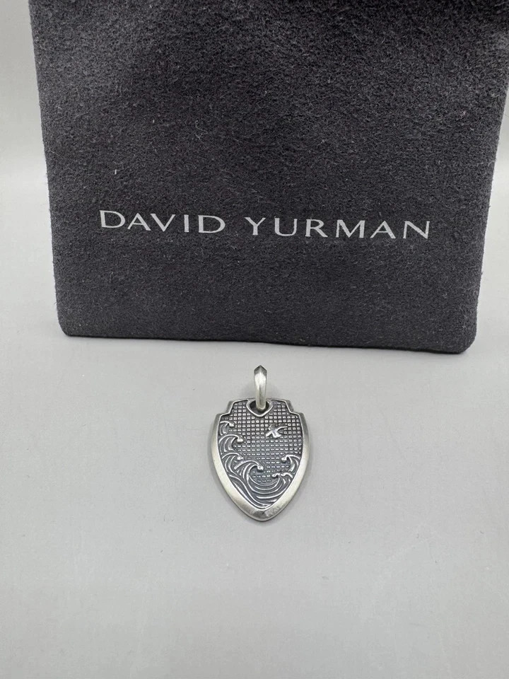 David Yurman Sterling Silver Waves Shield Enhancer Pendant