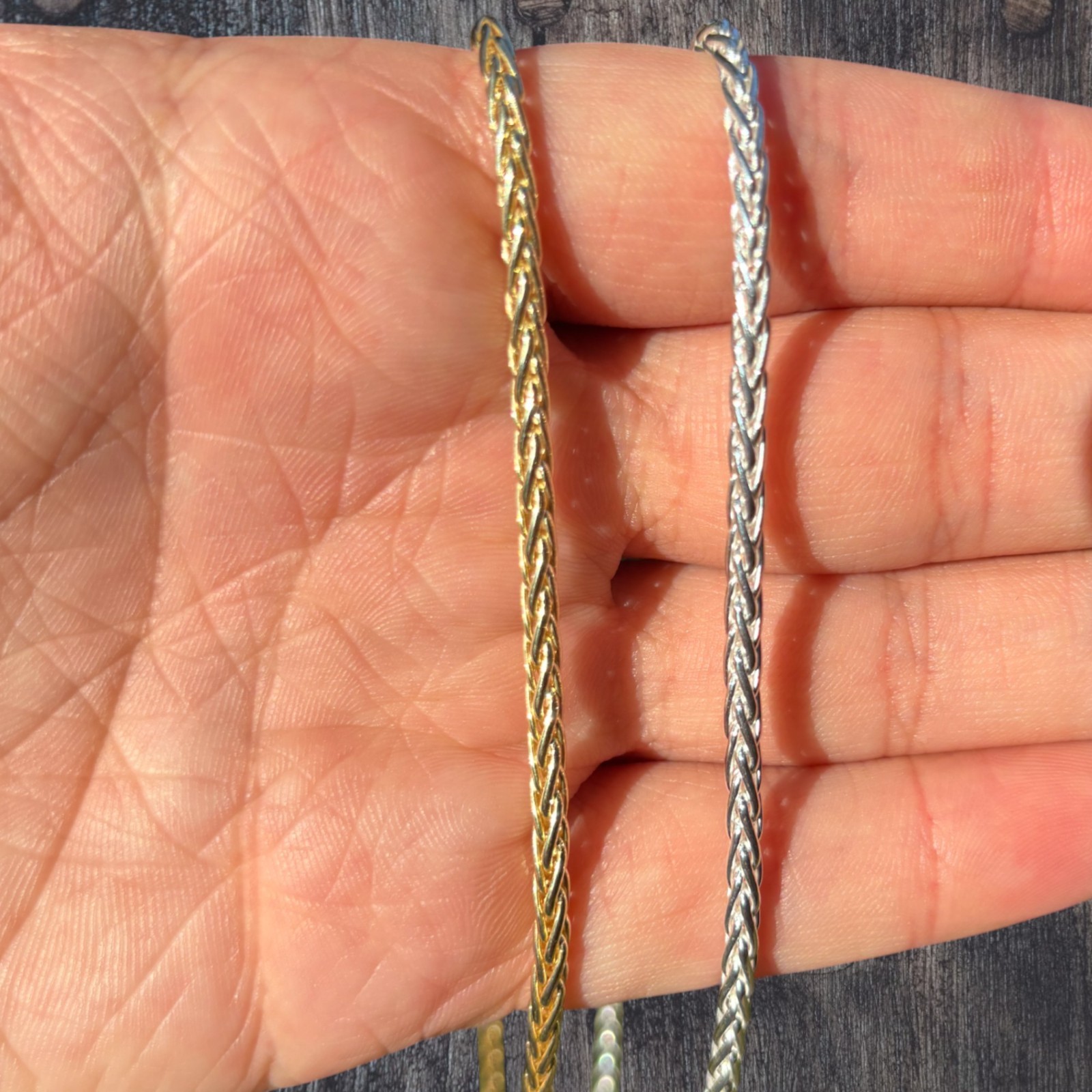 3mm Wheat Chain Necklace – Real Solid 925 Sterling Silver Or 14k Gold Vermeil
