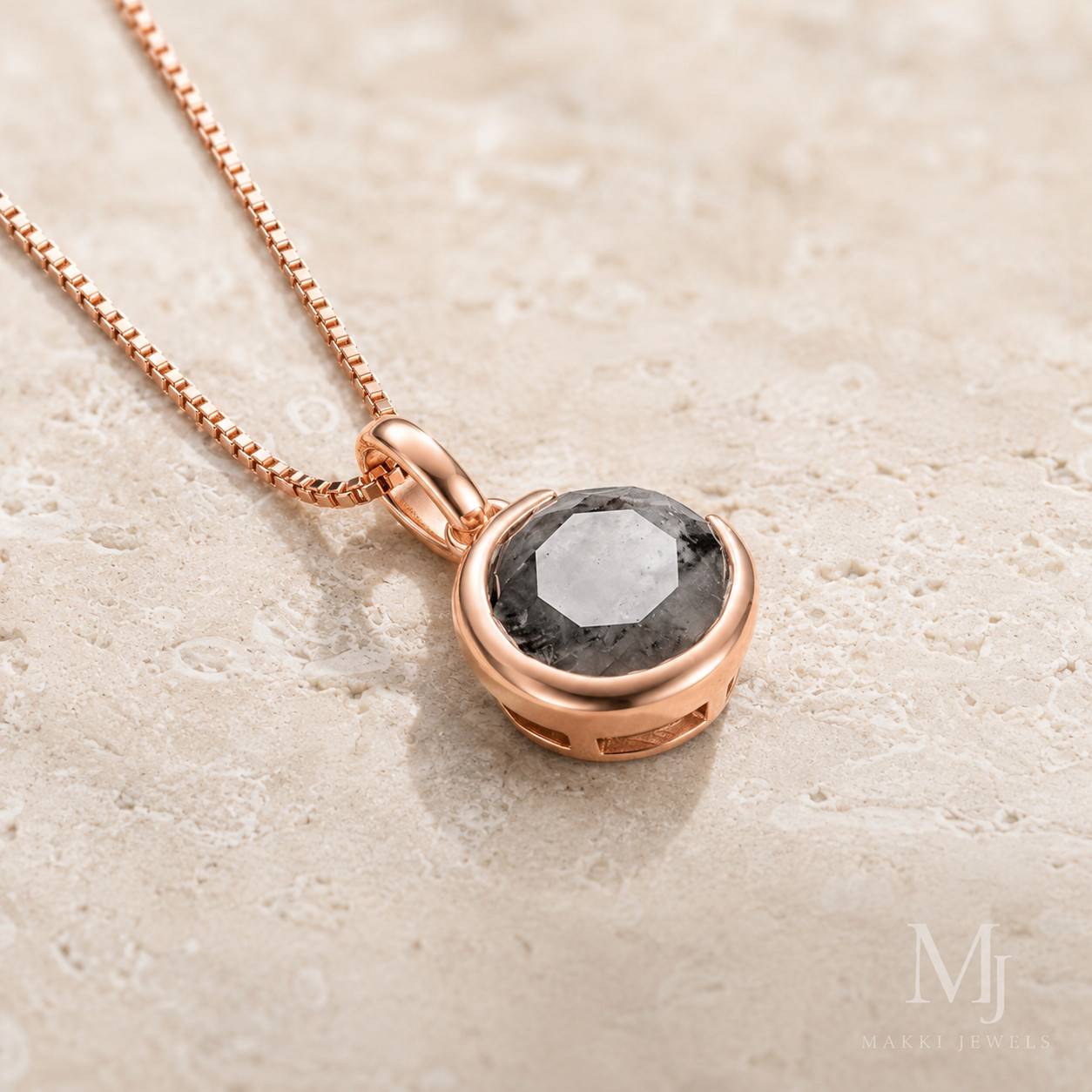 Crescent Moon Herkimer Diamond Necklace – Celestial Galaxy 925 Sterling Silver