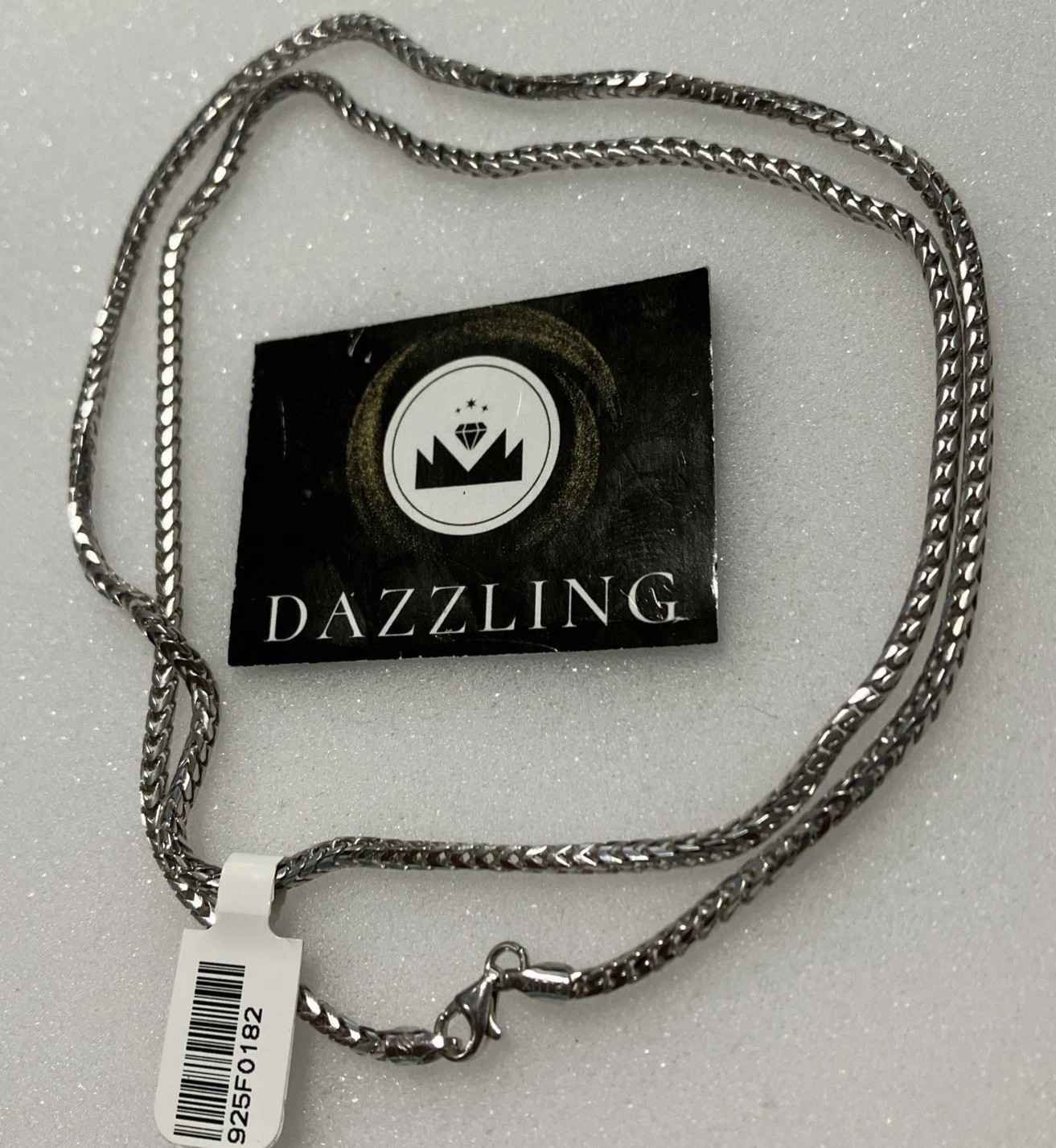 925 Sterling Silver Italy Solid Franco/Foxtail Chain 18grams 2.4mm 26” New w/Tag