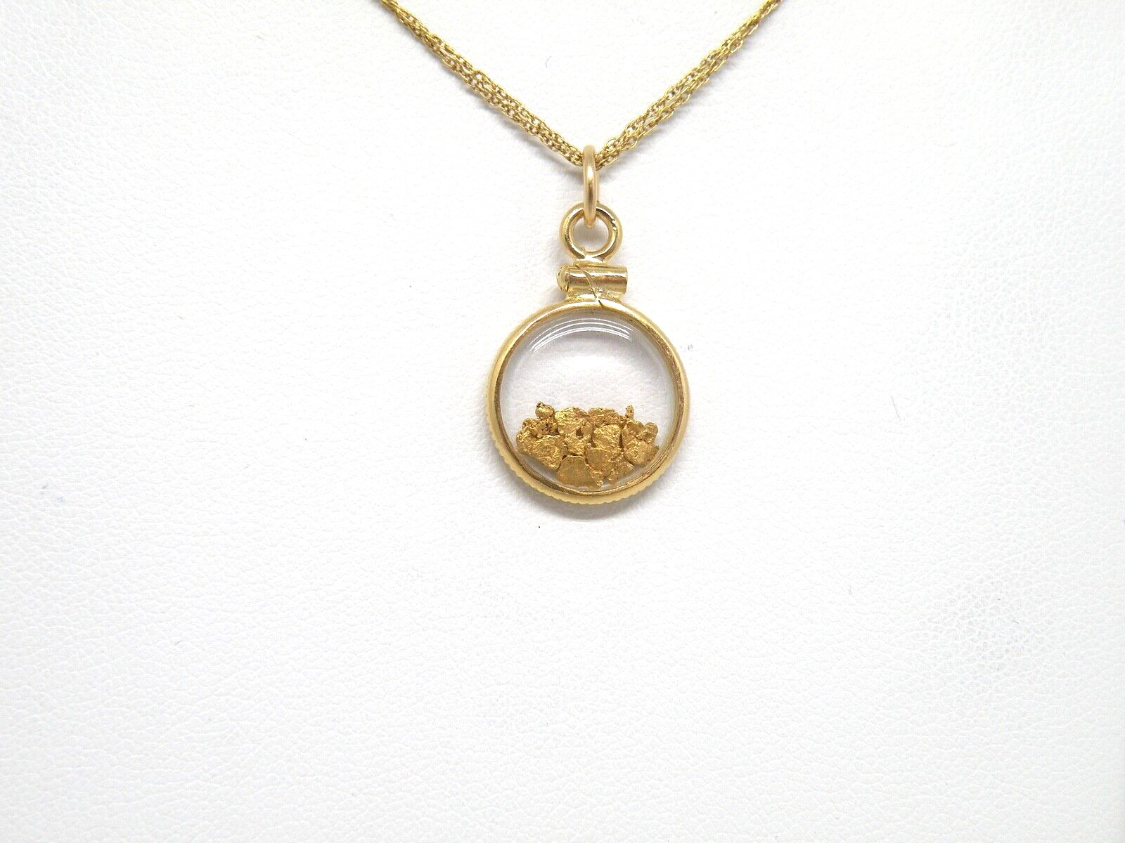 Genuine natural gold nuggets in 14k yellow gold filled Pendant, smooth lens, New