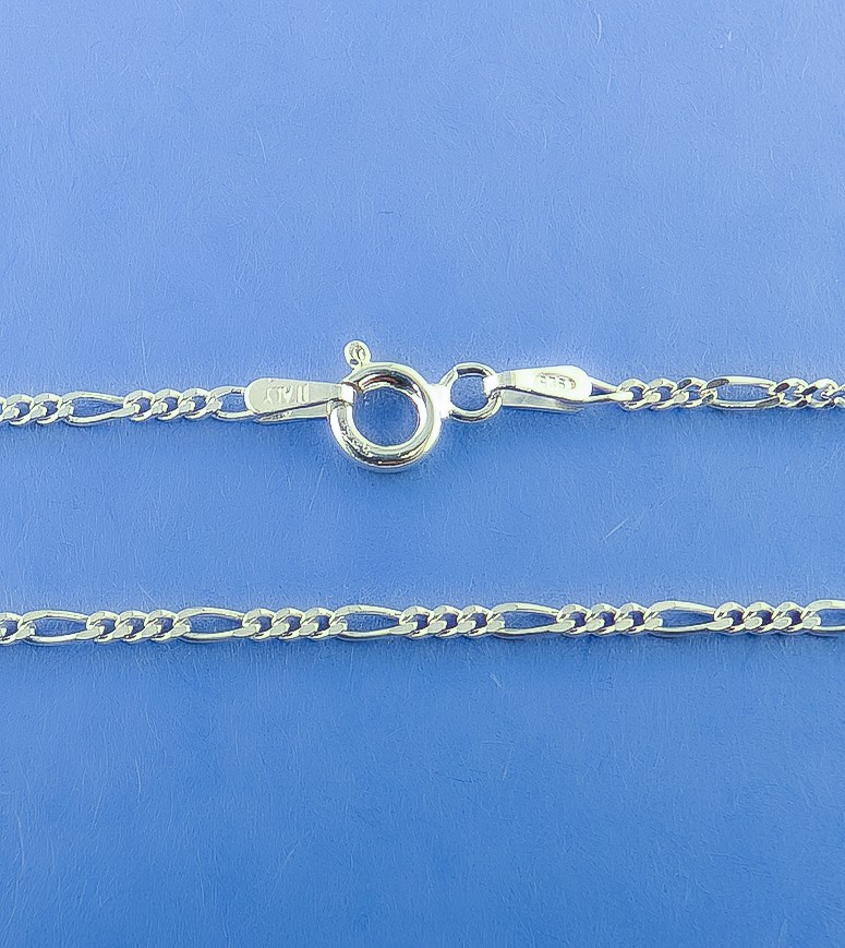 16″ – 30″ Italian Figaro Chain With Spring Ring Clasp Sterling Silver