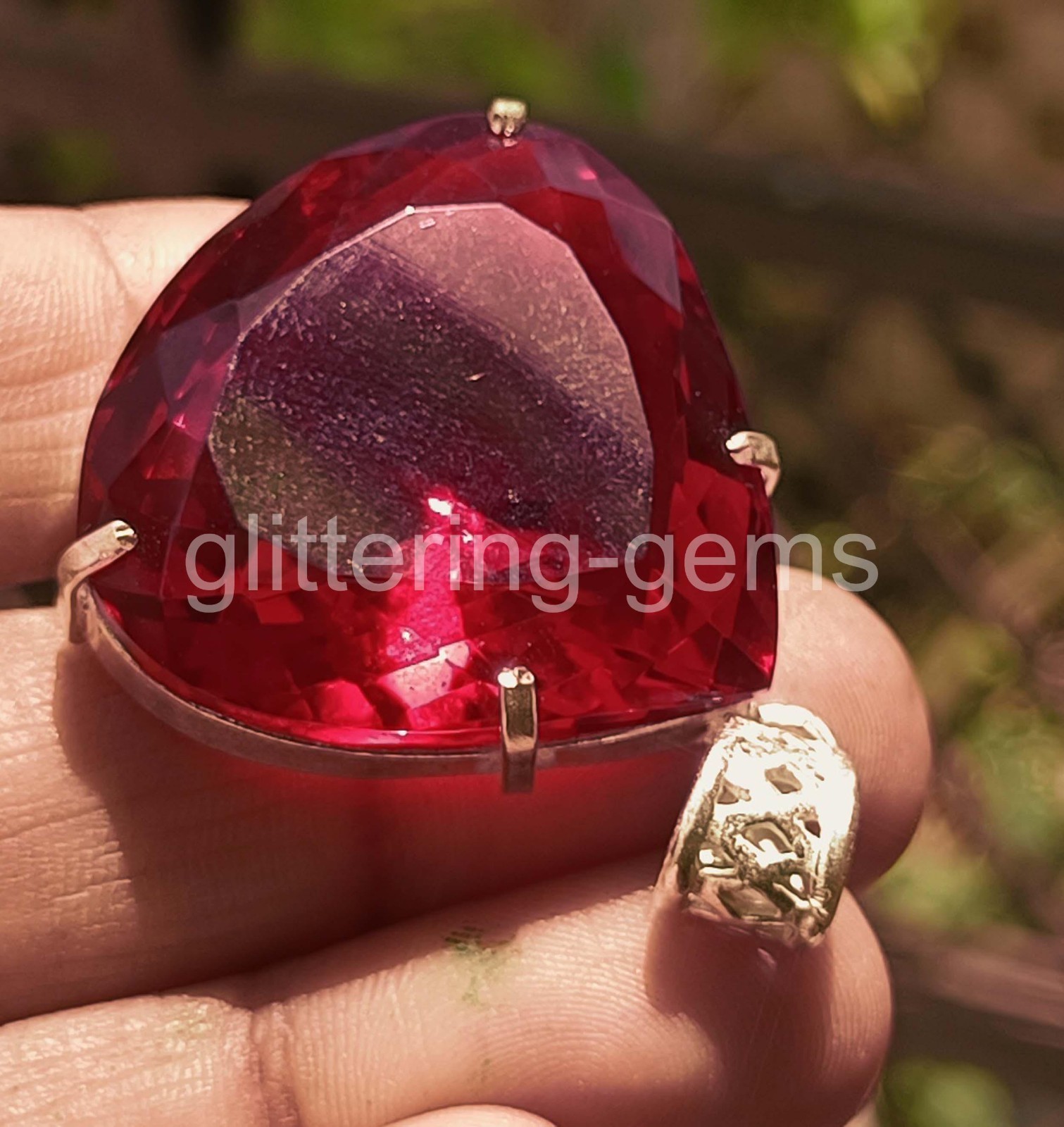 97.35 Ct Natural Red Ruby Pendant Pear Pendant 925 Silver IGL Loose Gems 6YHW