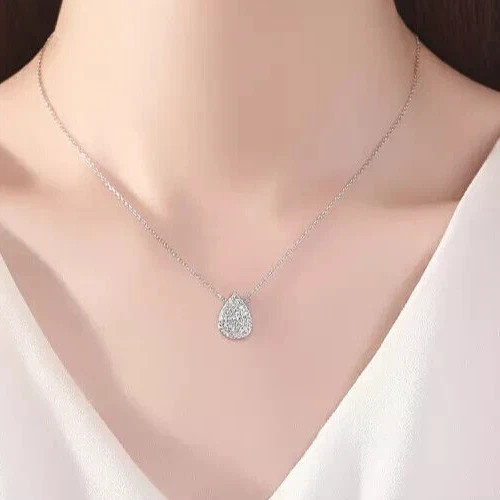 Round Cut Teardrop Fancy Pendant 1.90Ct Lab Grown Diamond 14K White Gold Plated