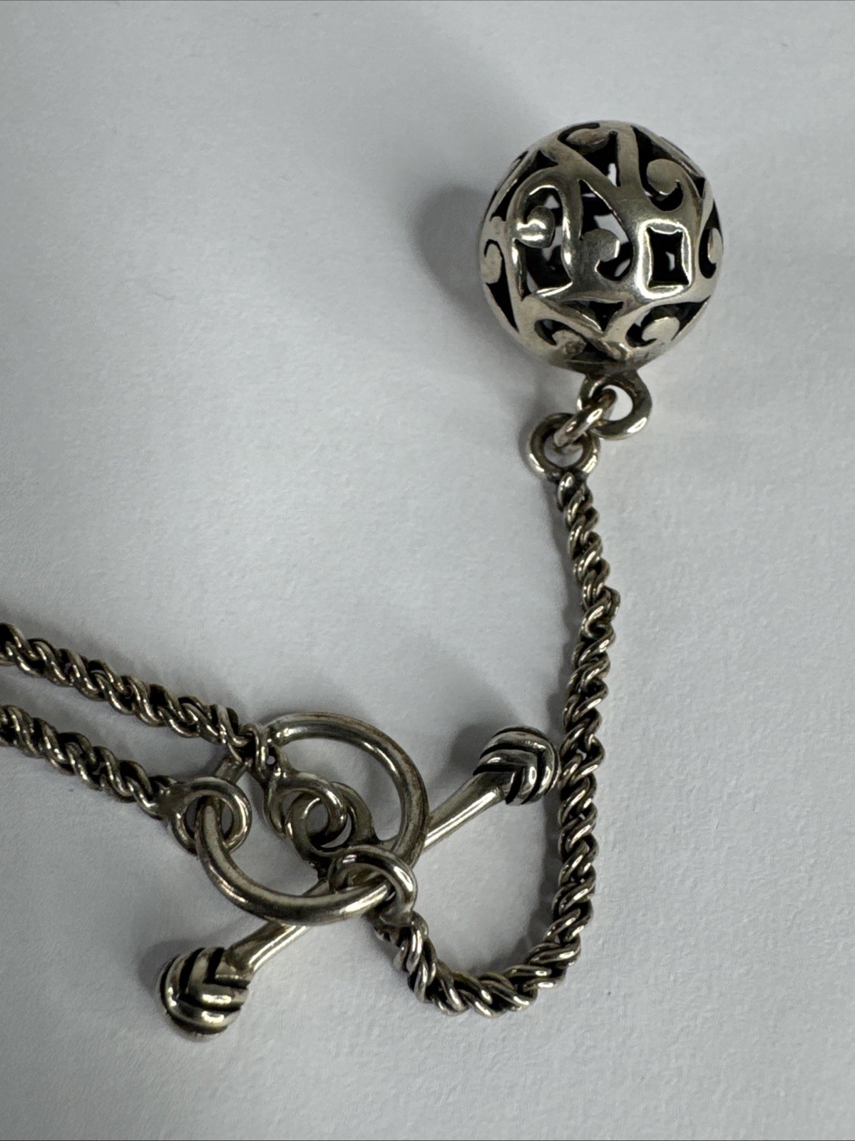 SILPADA N1619 925 Sterling Silver Simple Delight Filigree Ball Toggle Necklace