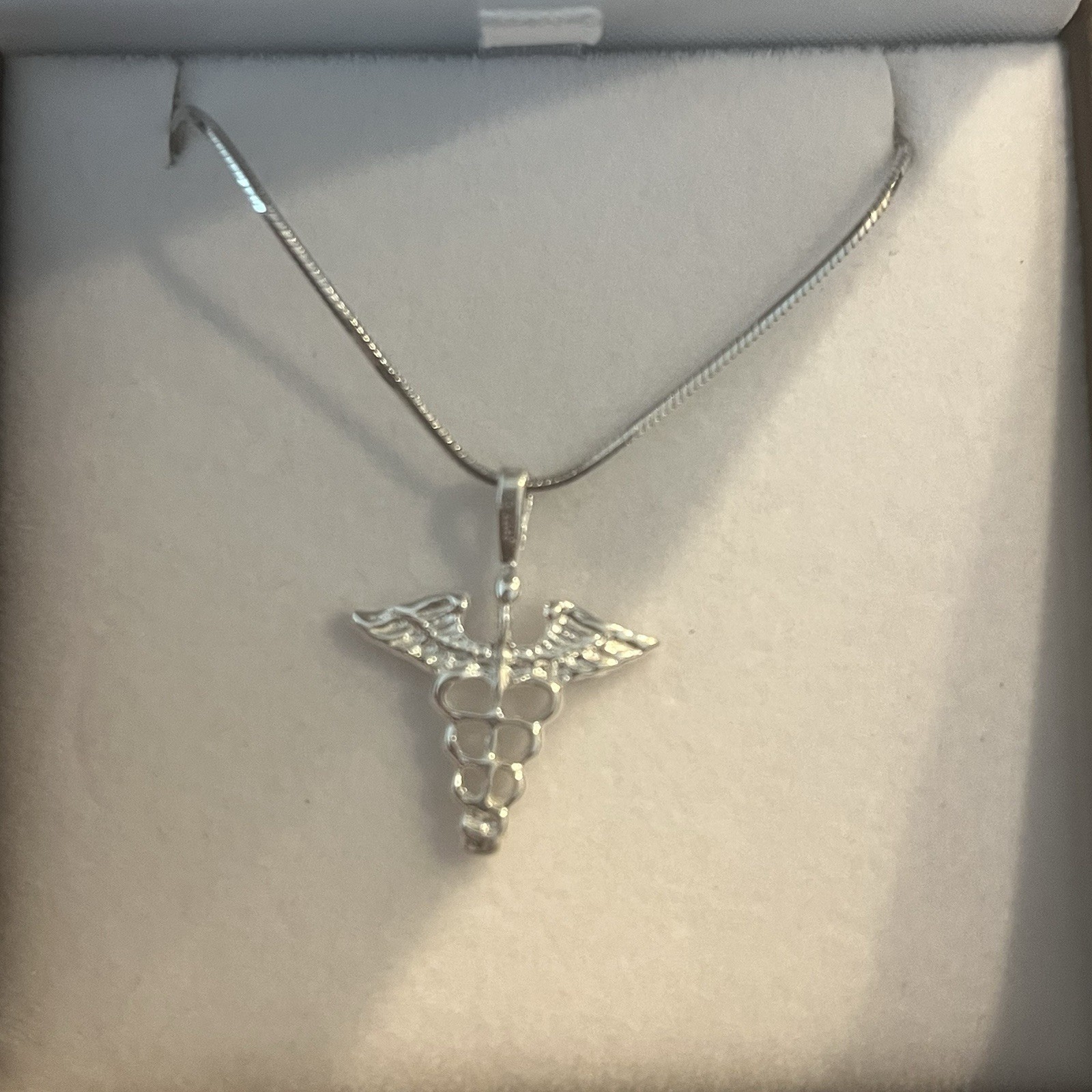Sterling Silver Caduceus Pendant Necklace