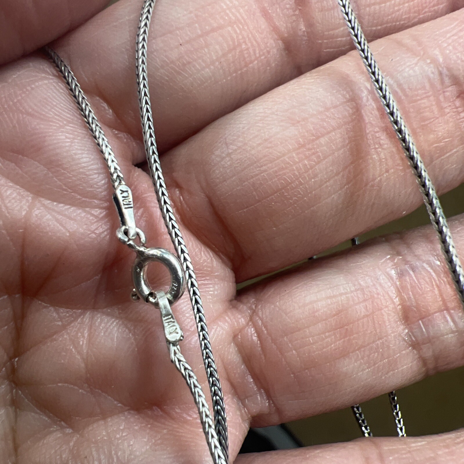 1 MM 20” Oxidized Square Foxtail 925 Sterling Silver Antique Finish Necklace