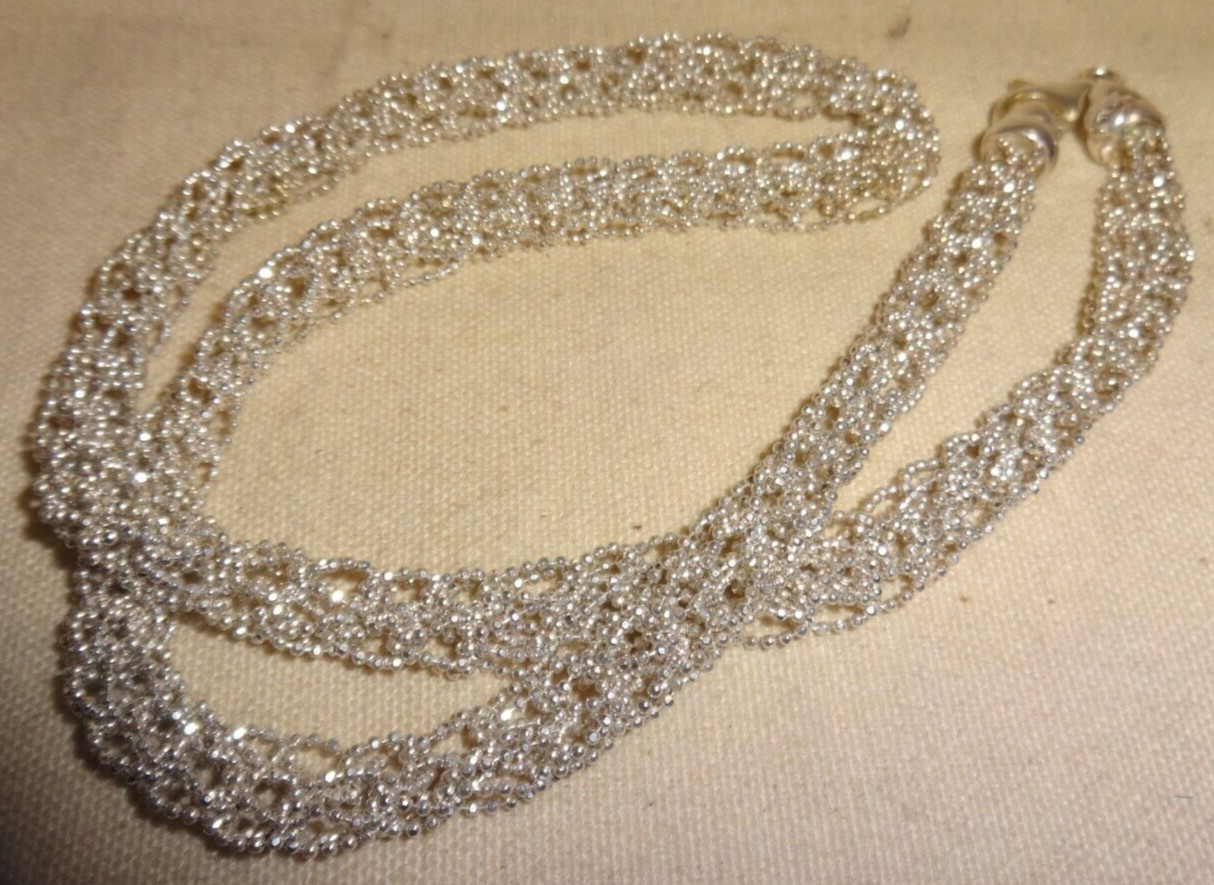 Vintage 925 Sterling Silver Italy Multiple Strand Necklace 18″