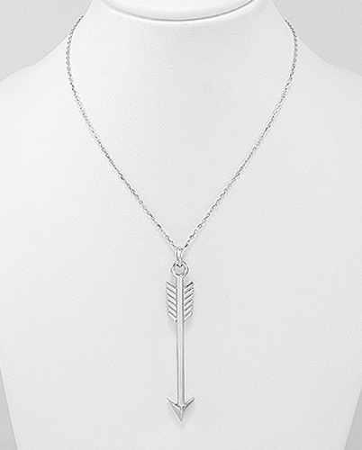 16-17″ Solid Sterling Silver 58mm Arrow Necklace SHINY BEAUTY 5.8g