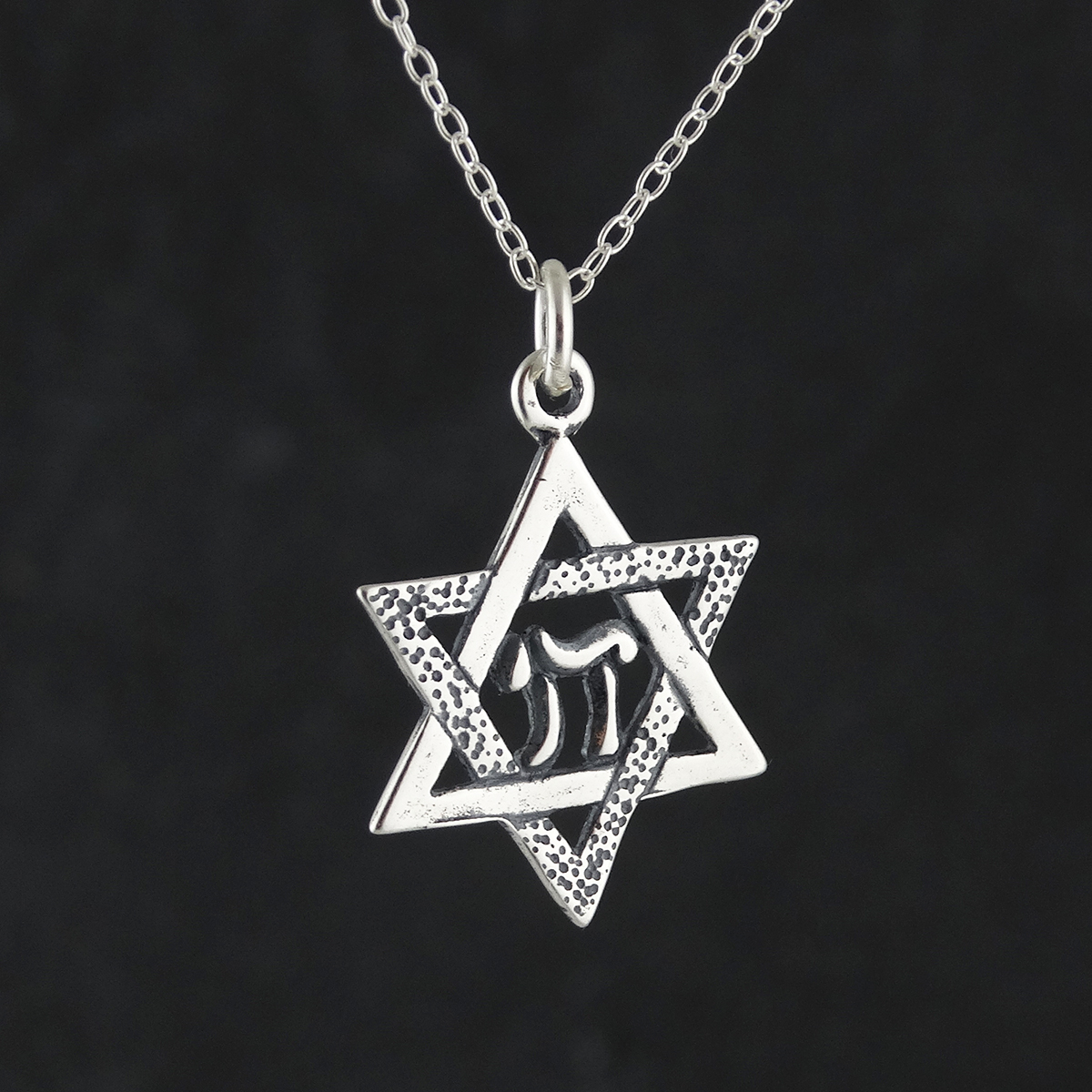 Star of David with Chai Necklace – 925 Sterling Silver – Pendant Jewish Gift NEW