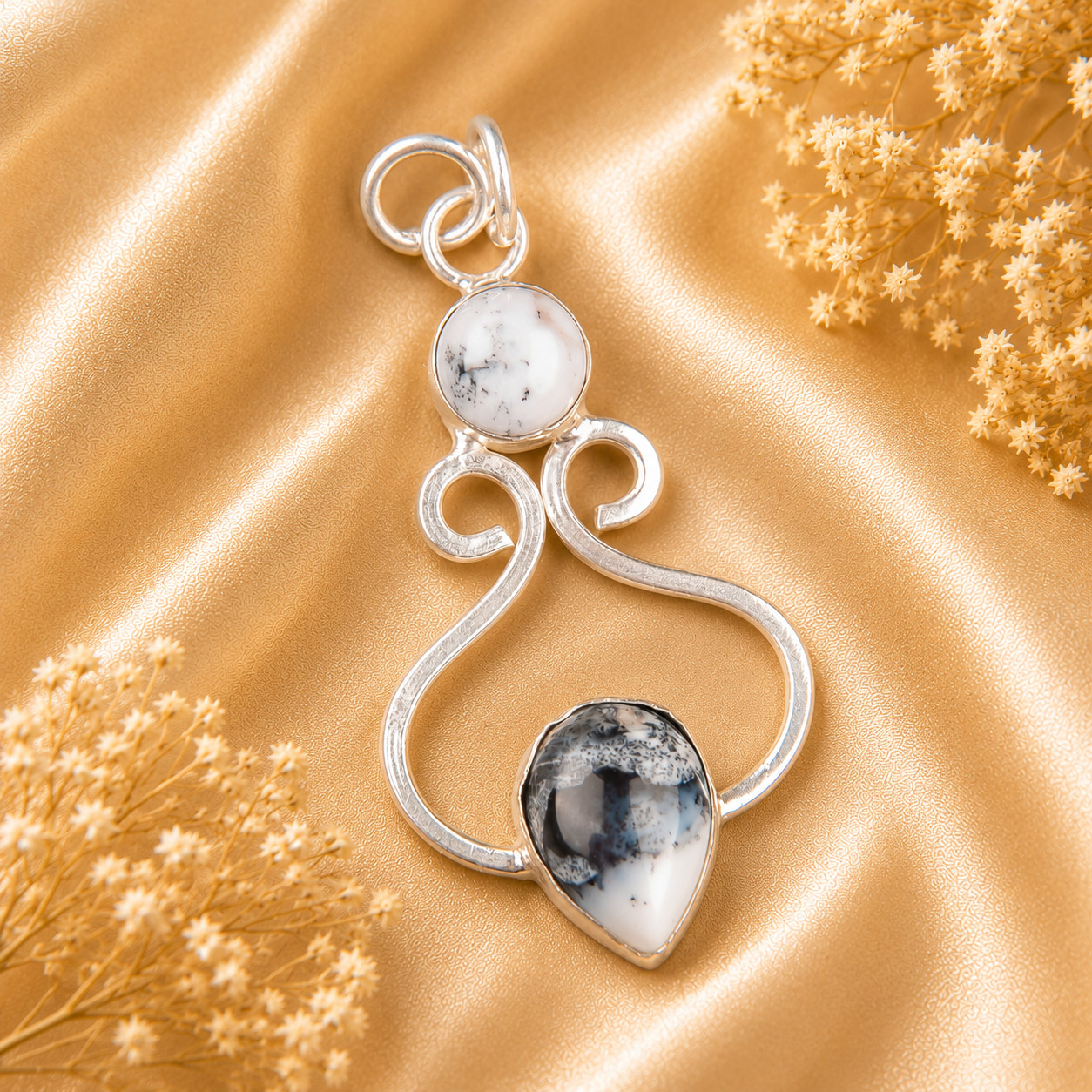 Dendritic Opal Gemstone 925 Sterling Silver Pretty Pendent1.60″ Gift For Wedding