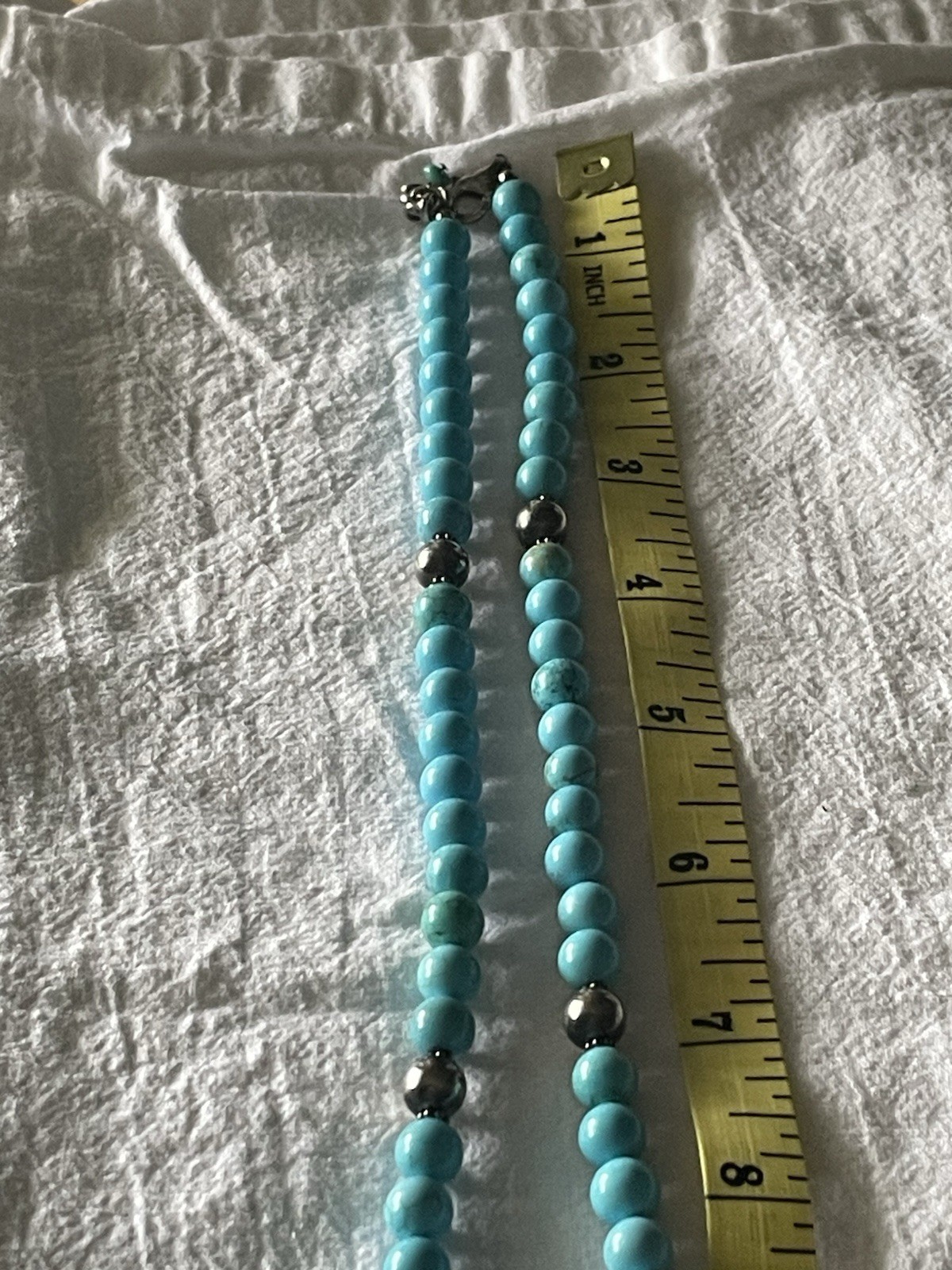 Sleeping Beauty and Sterling Silver Bead Necklace with SS Pendant