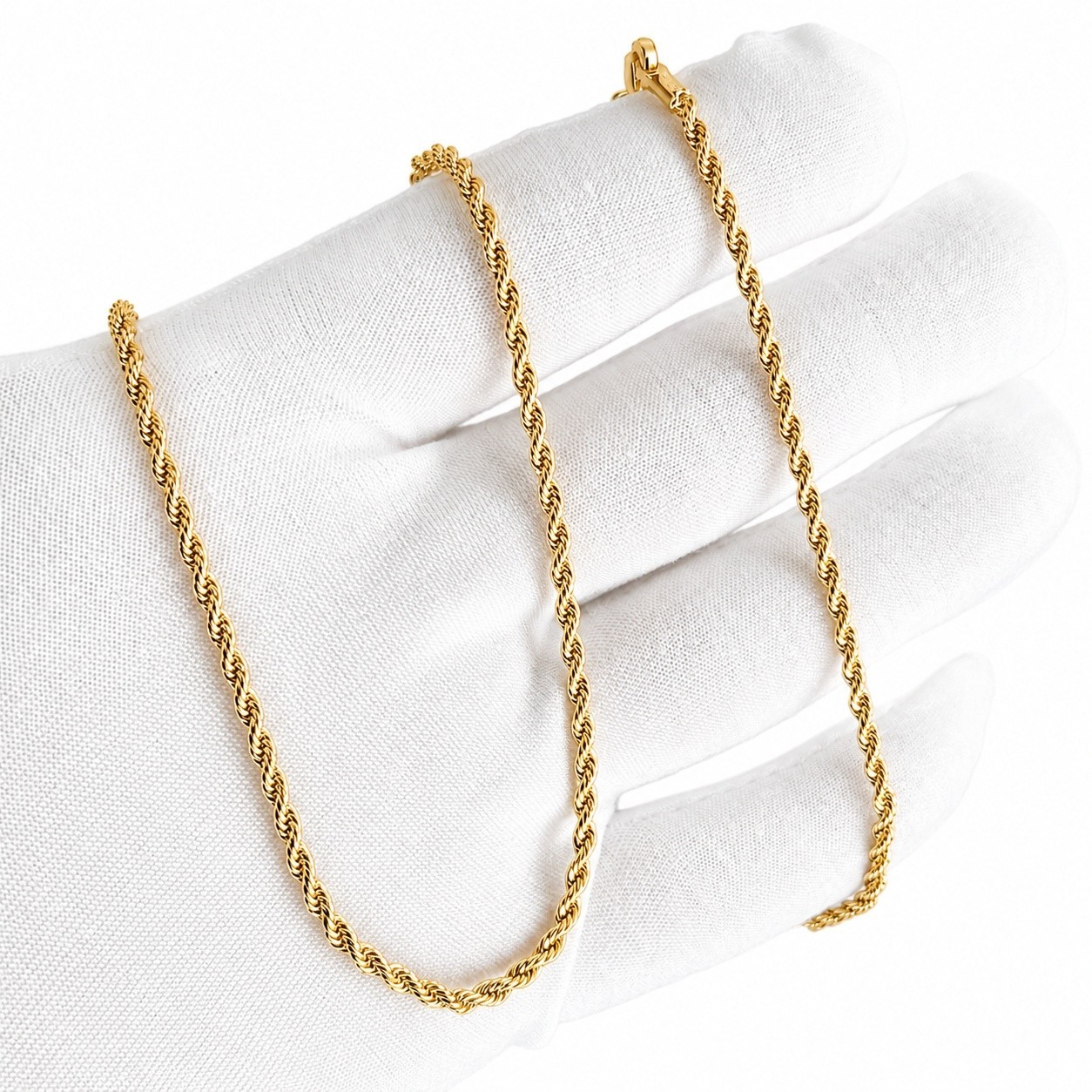 Italian 1/200 14k Yellow Gold Rope Chain Cadena Necklace Men Women mm in