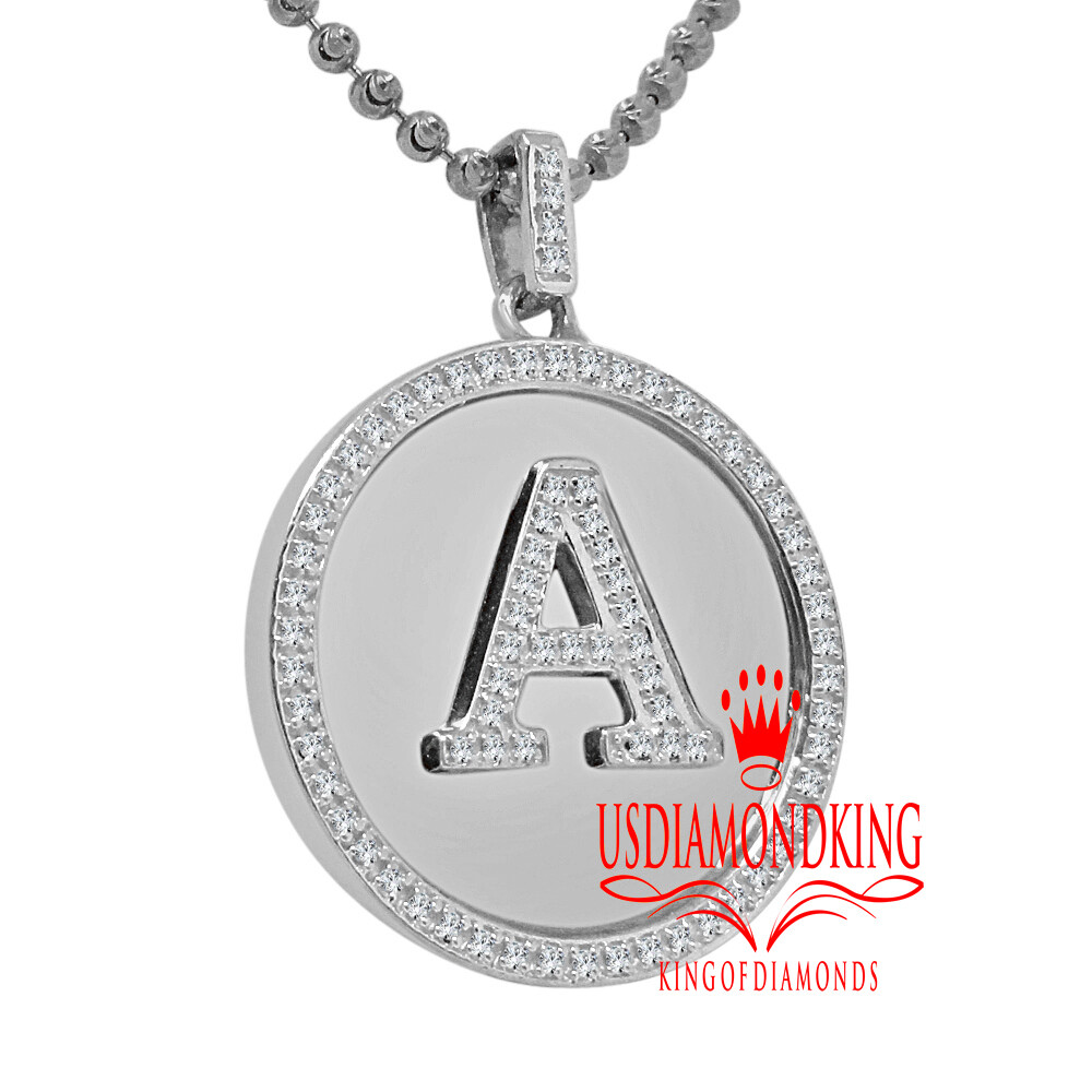 10K White Gold Genuine Diamond 1.00 Ctw Initial Letter Alphabet Pendent Charm