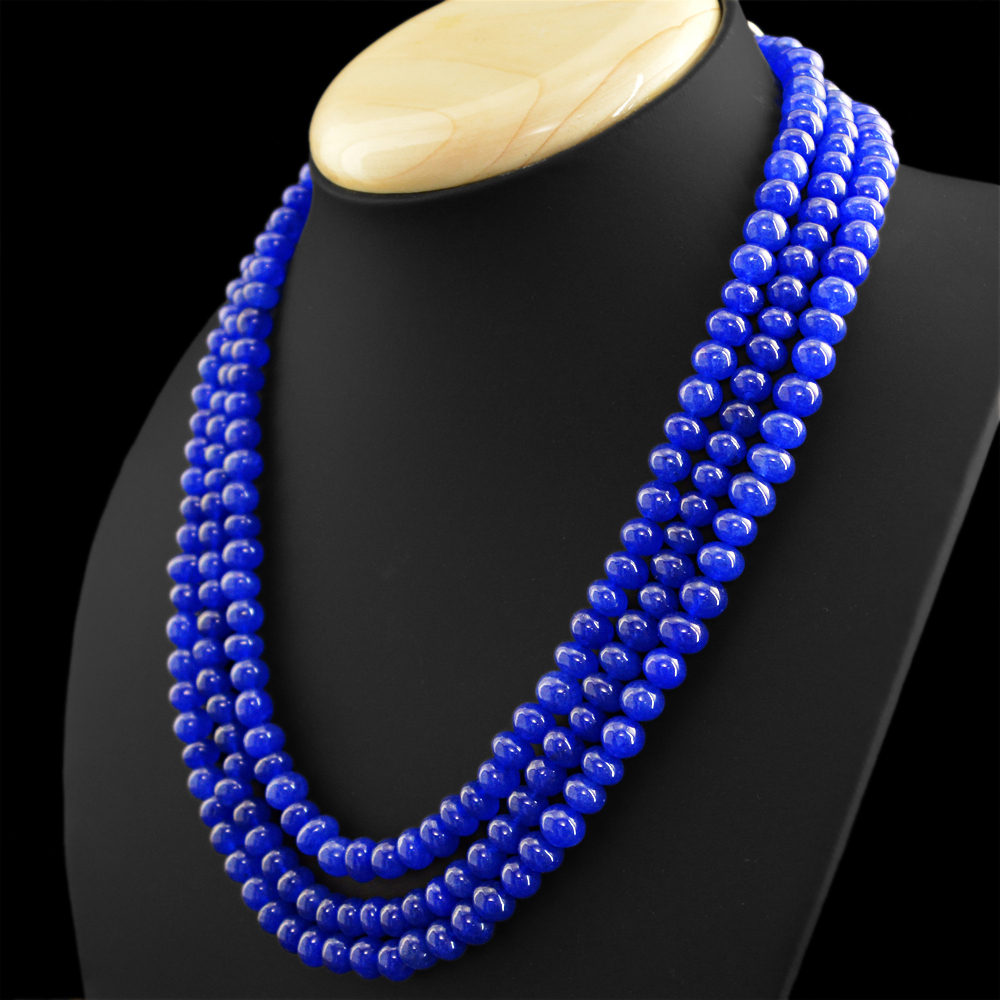 AMAZING 503.00 CTS EARTH MINED ENHANCED SAPPHIRE ROUND BEADS NECKLACE