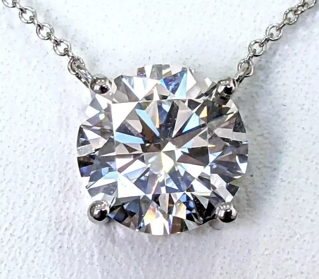 RARE 10 Ct White Diamond Solitaire Pendant Necklace-Tariff Free USA