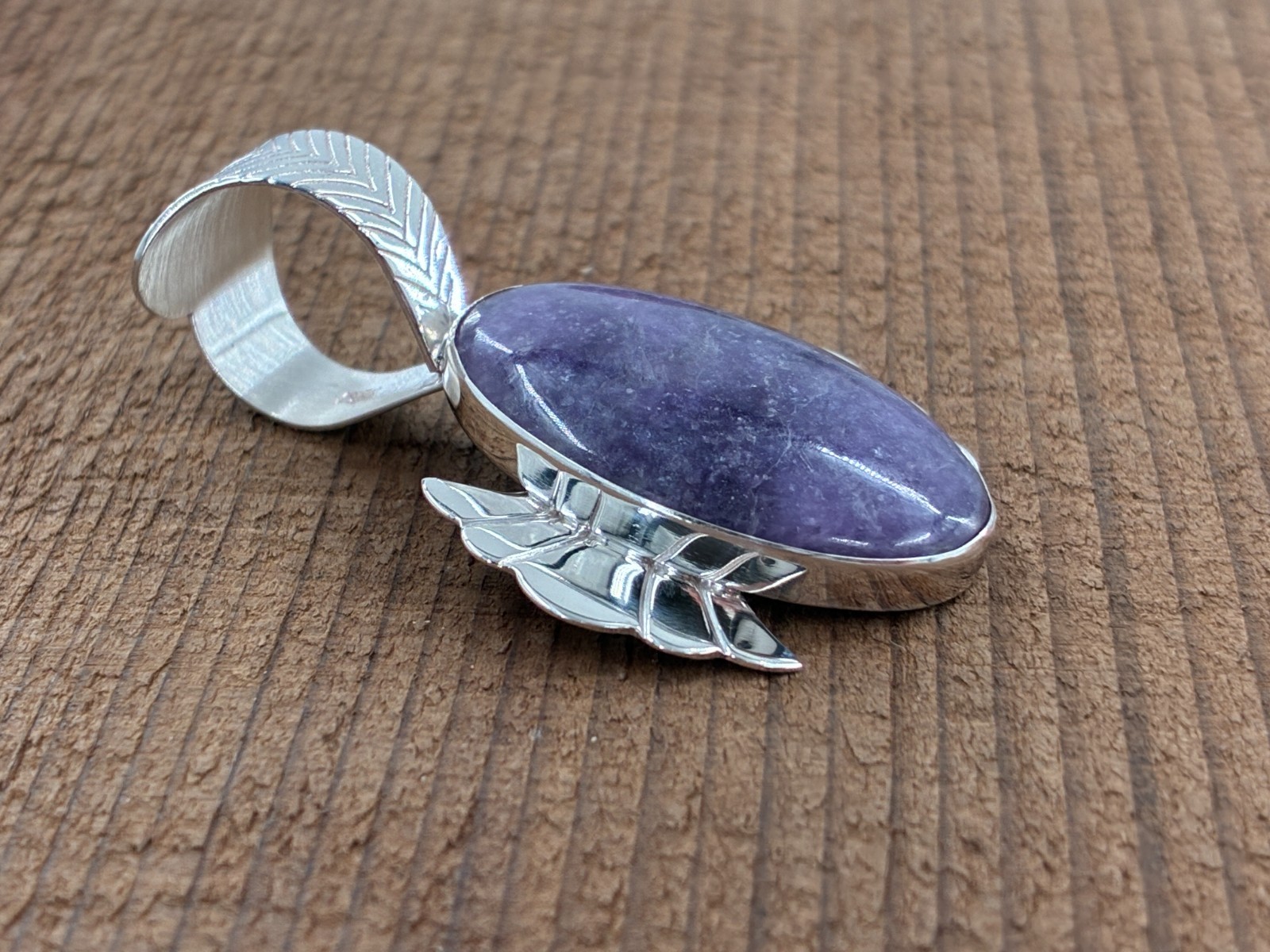 Jay King DTR Purple Lepidolite Freeform Modernist Pendant Sterling 925 Cabochon