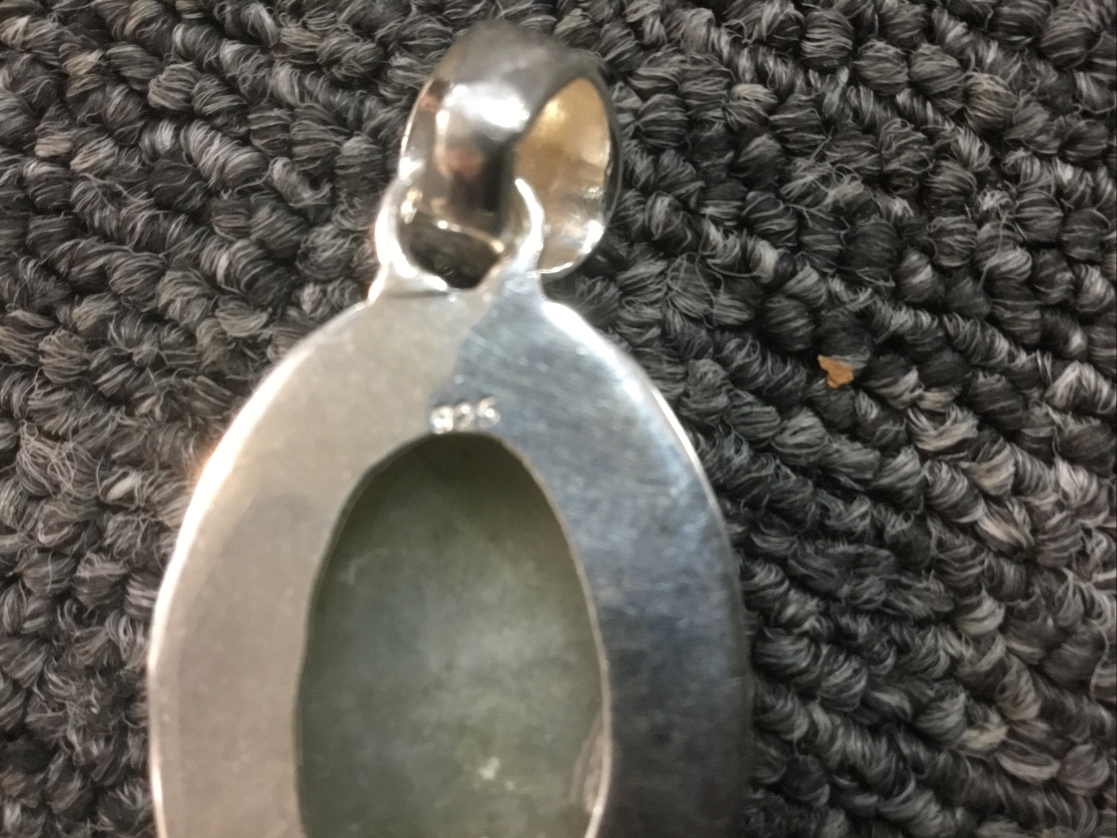 925 Sterling Silver Grey/Green/Blue Colored Pendant 13.3 grams Large Bale