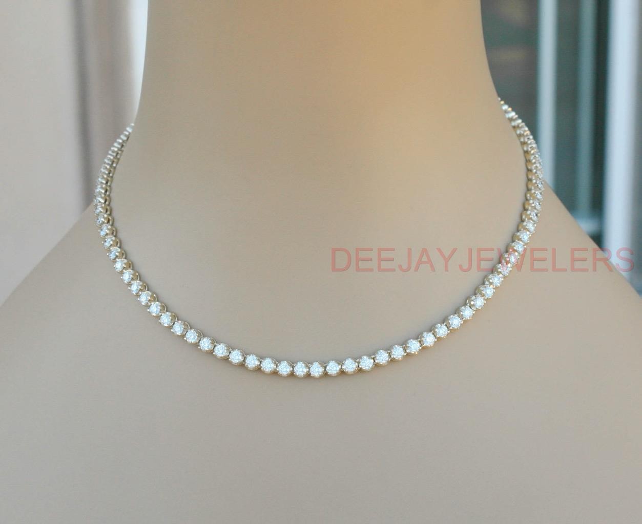 13ct Diamond Eternity Tennis Necklace 14k Yellow Gold 30gm