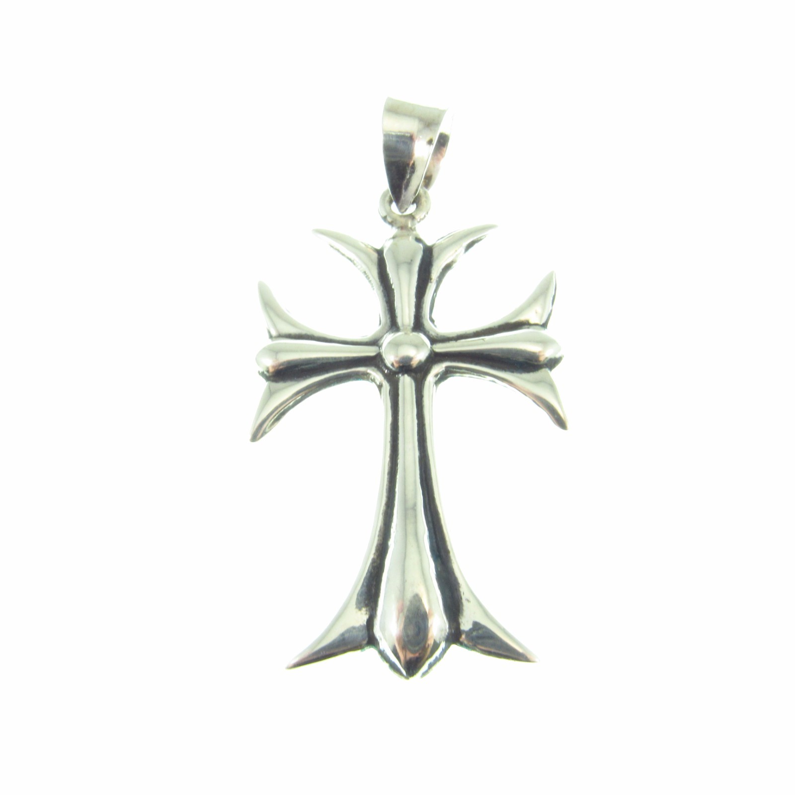 Solid 925 Sterling Silver Maltese Cross Pendant Men’s Gothic Fleur-de-Lis Cross