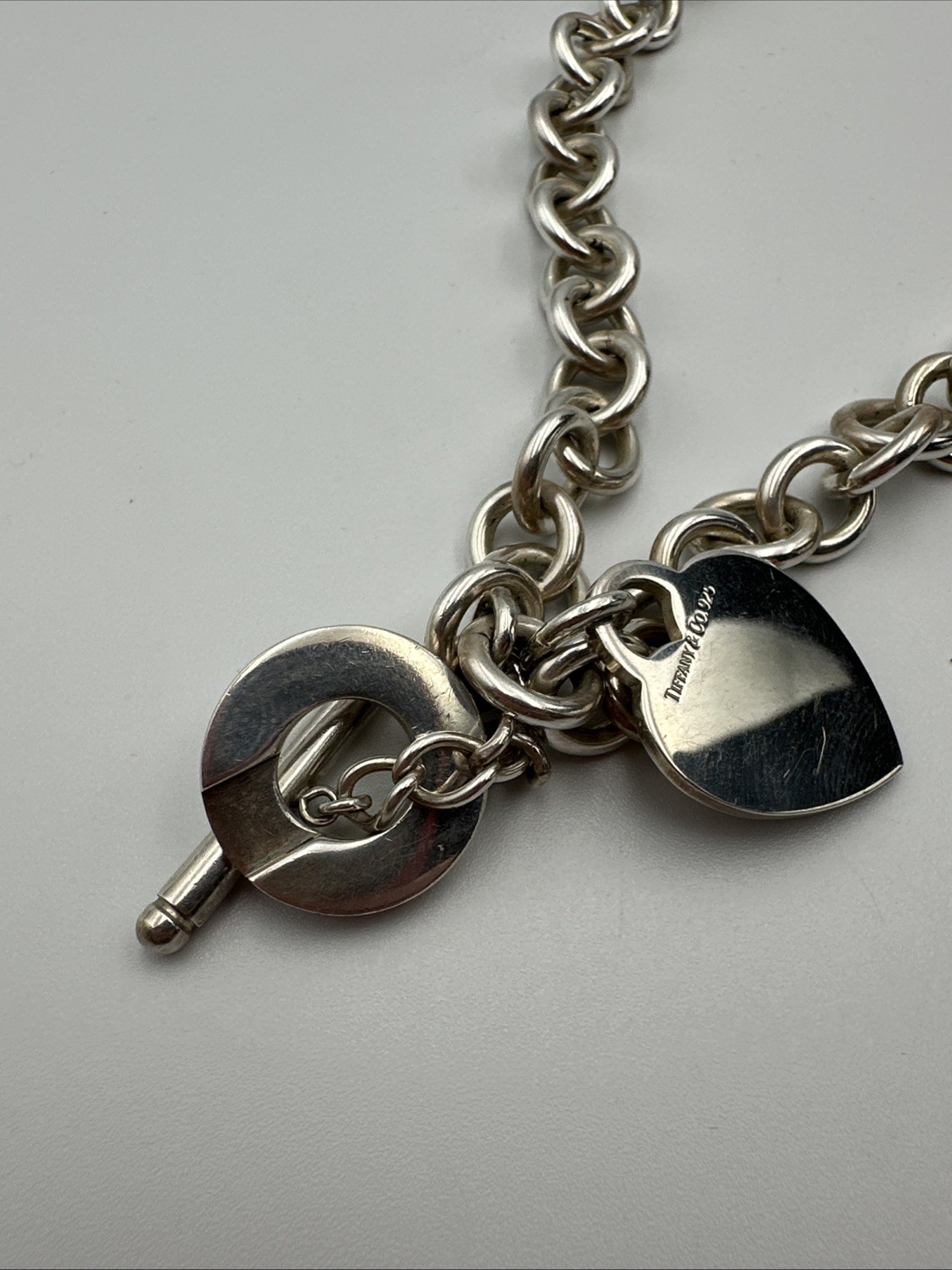 Authentic Tiffany & Co. Sterling Silver 925 Blank Heart Tag Toggle 16” Necklace