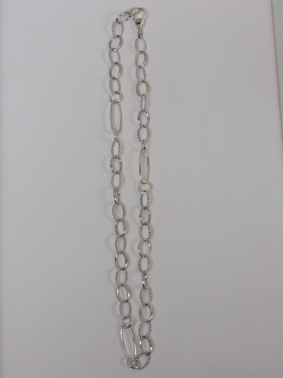 Designer LAGOS Sterling Silver Signature Caviar Smooth and Fluted Link Necklace
