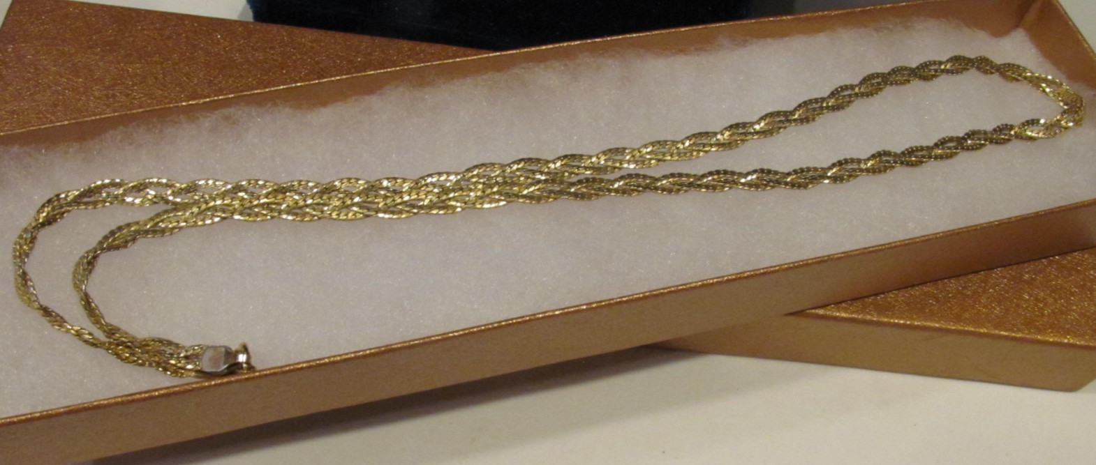 STUNNING! VTG 14K Yellow Gold Filled Diamond Cut Braided Chain Necklace 18”