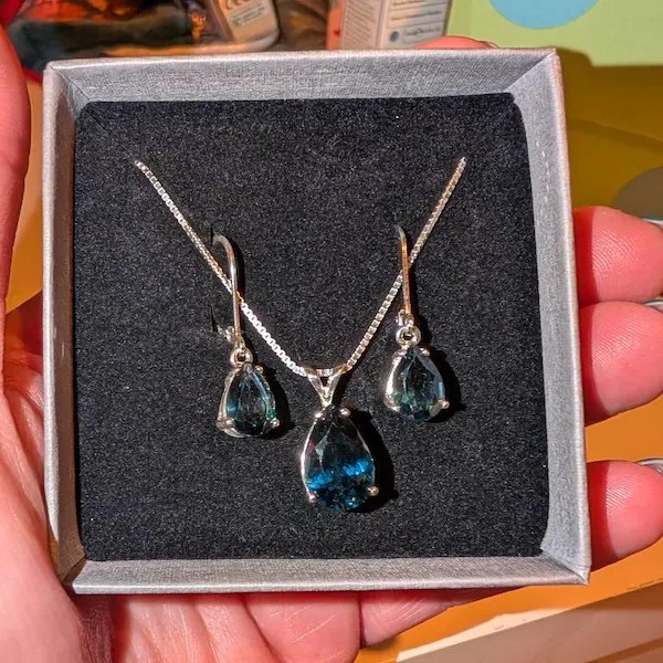 Natural London Blue Topaz Pendant 925 Silver Pendant 16″ Chain Necklace Gift
