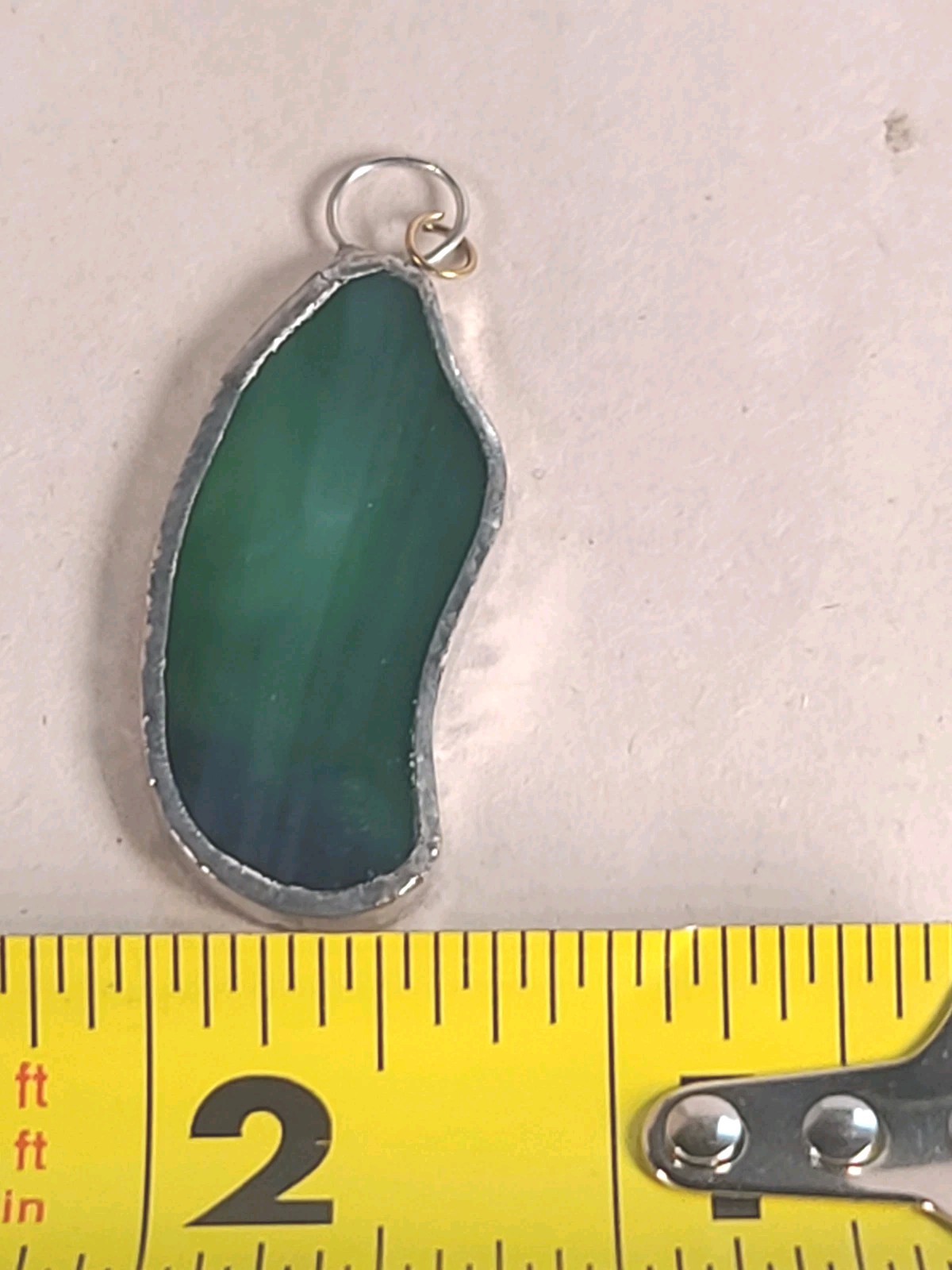 Vintage Glass Green & Blue Sea Glass Sterling Silver Dangle Pendant Handmade