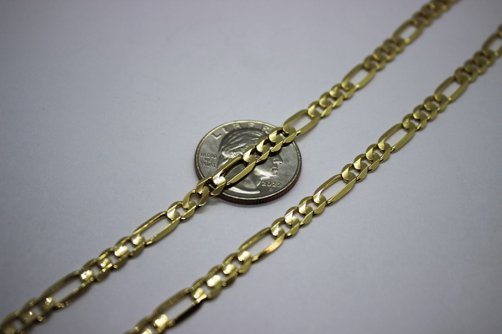 10k Solid Yellow Gold Figaro Chain Necklace Bracelet 2.2mm – 10.2mm 7″ – 30″