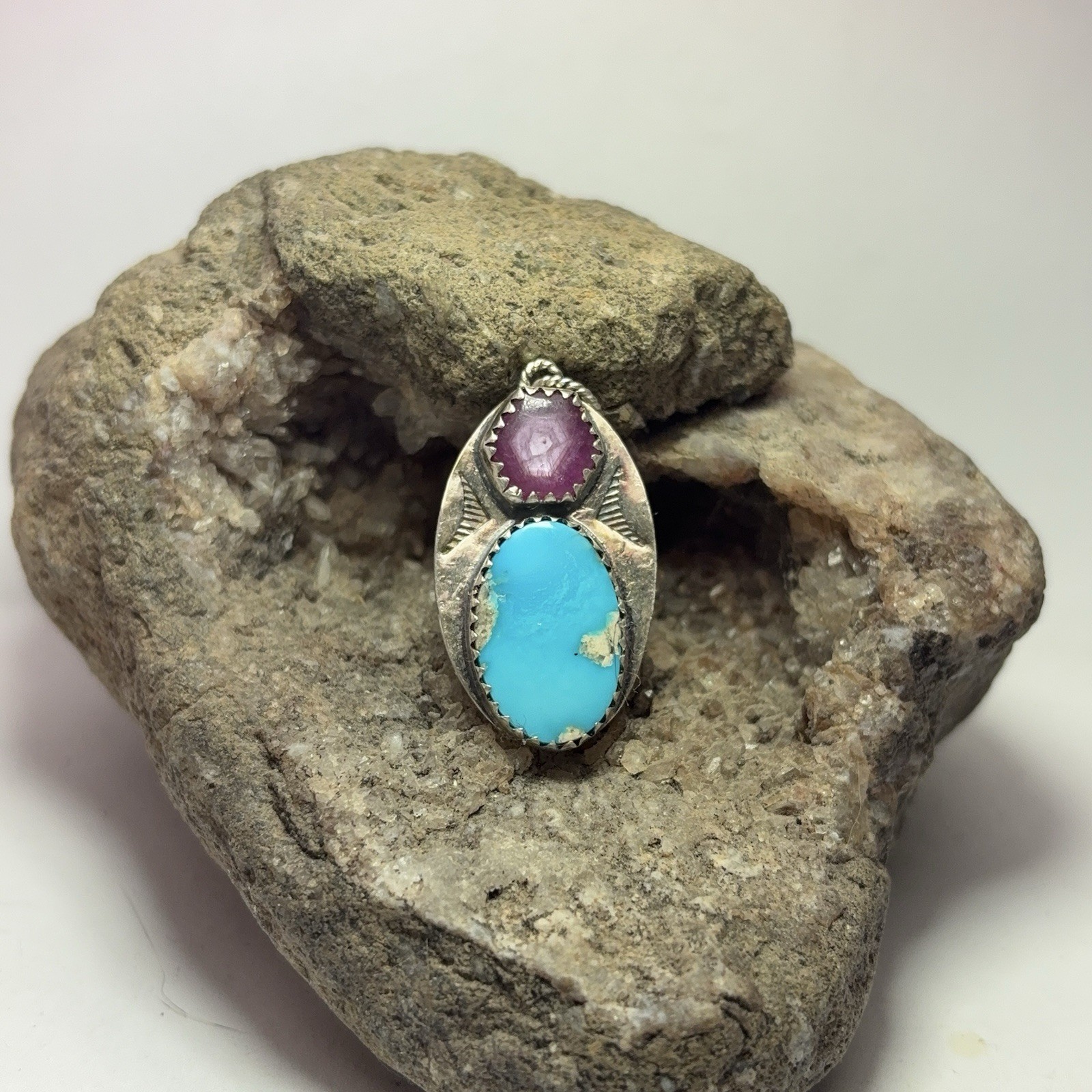 16 Ct Tw Natural Morenci, Arizona Turquoise & Ruby Sterling Silver Gem Pendant