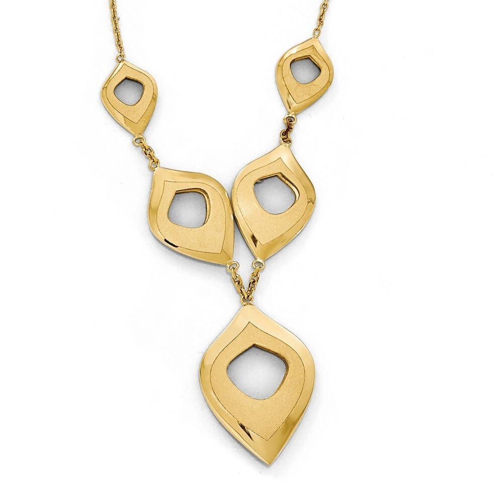 Real 14kt Yellow Gold Polished and Brushed w/2in ext. Necklace