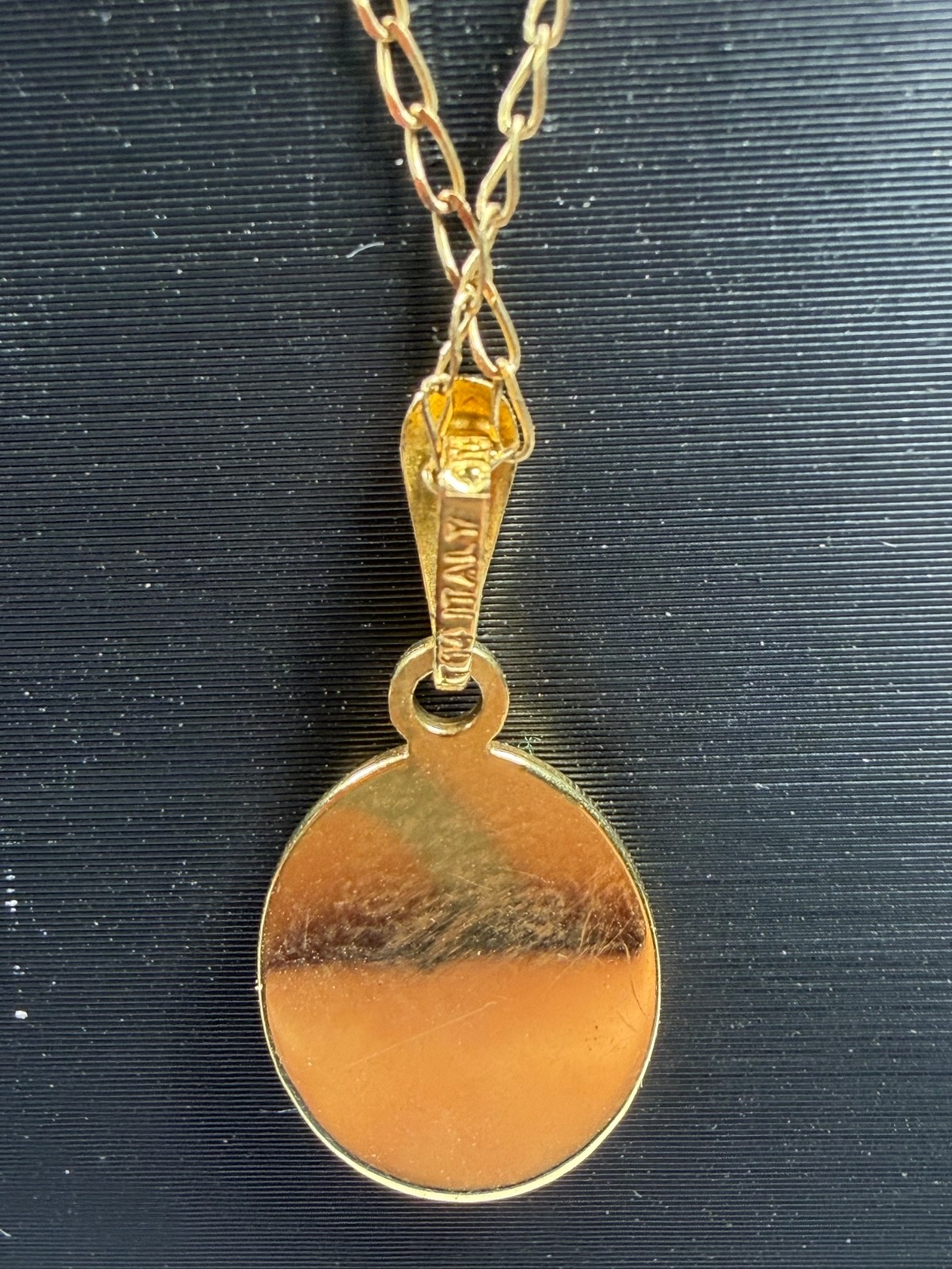 Vintage Italian 14K Solid Yellow Gold Italy Mother & Child Pendant Necklace 18″