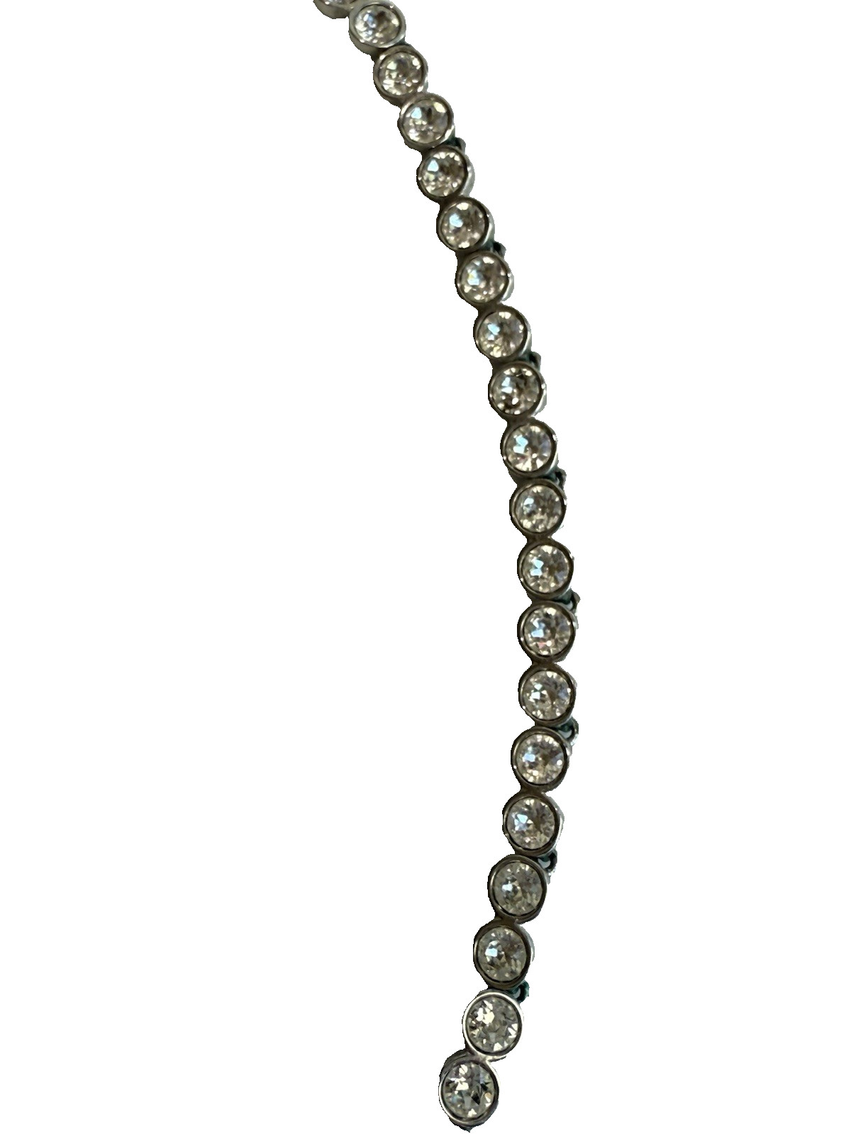 SWAROVSKI Clear Crystal Silver Plated Tennis Necklace Bezel Choker Signed 16″