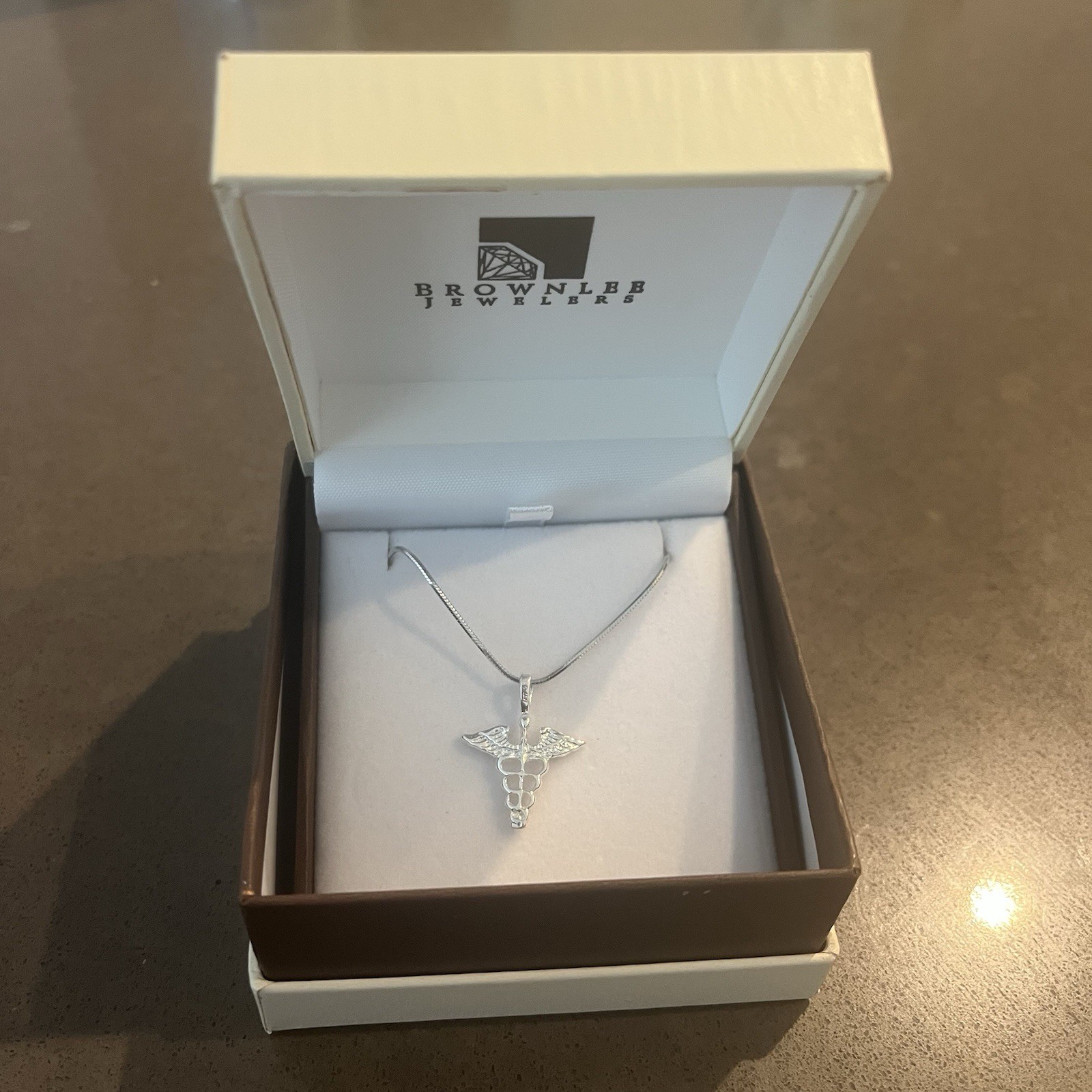 Sterling Silver Caduceus Pendant Necklace