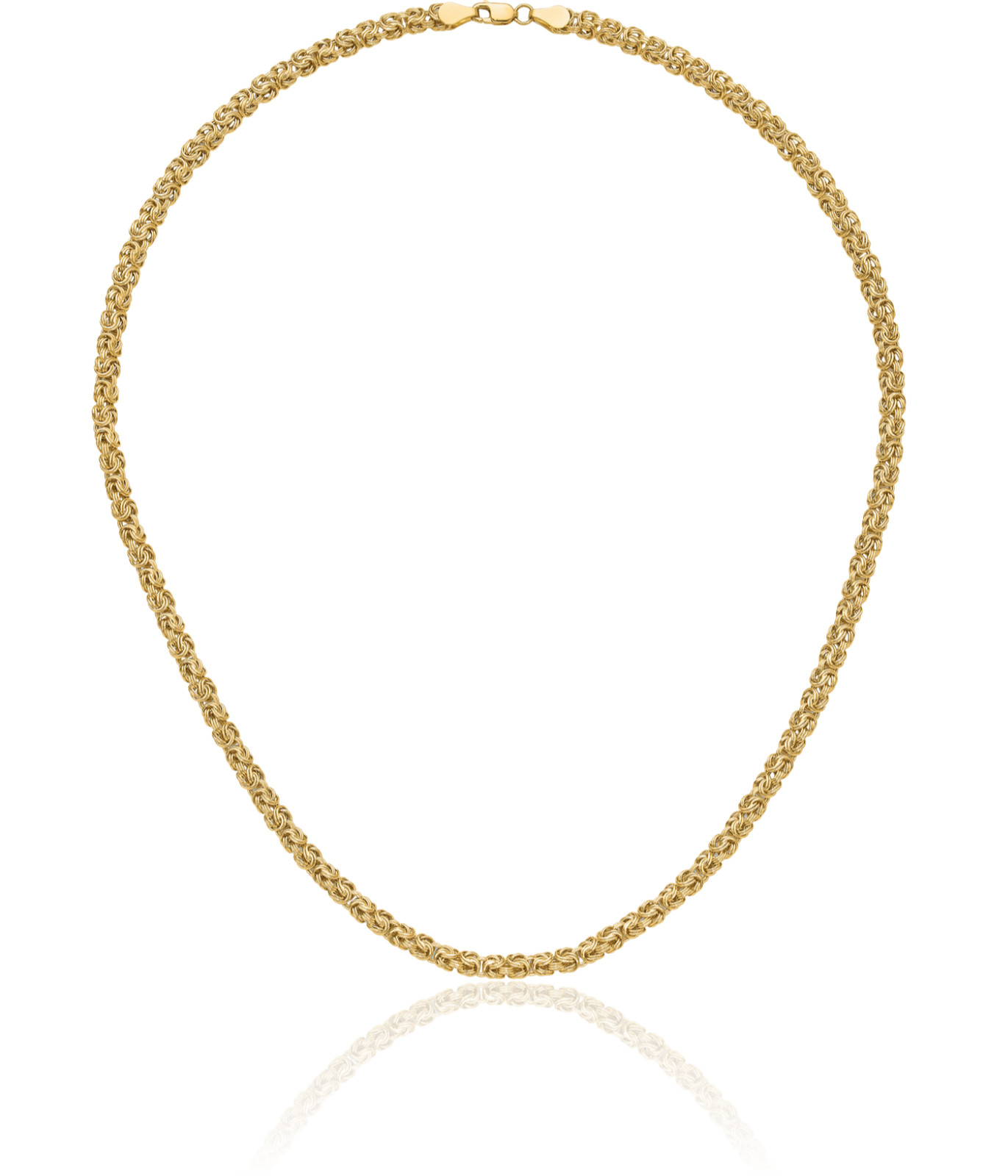 14K Solid Yellow Gold 4.25mm Thick Link Byzantine Chain Necklace 18 inch