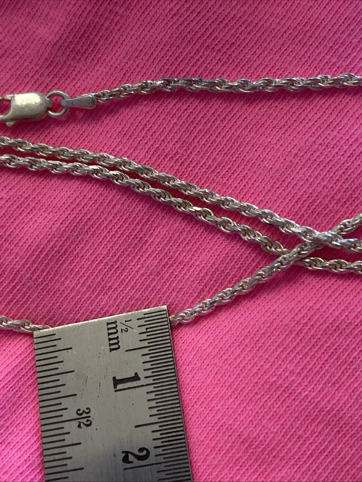 Sterling Silver Necklace Diamond-Cut Rope Chain 925 Sterling Silver Rope