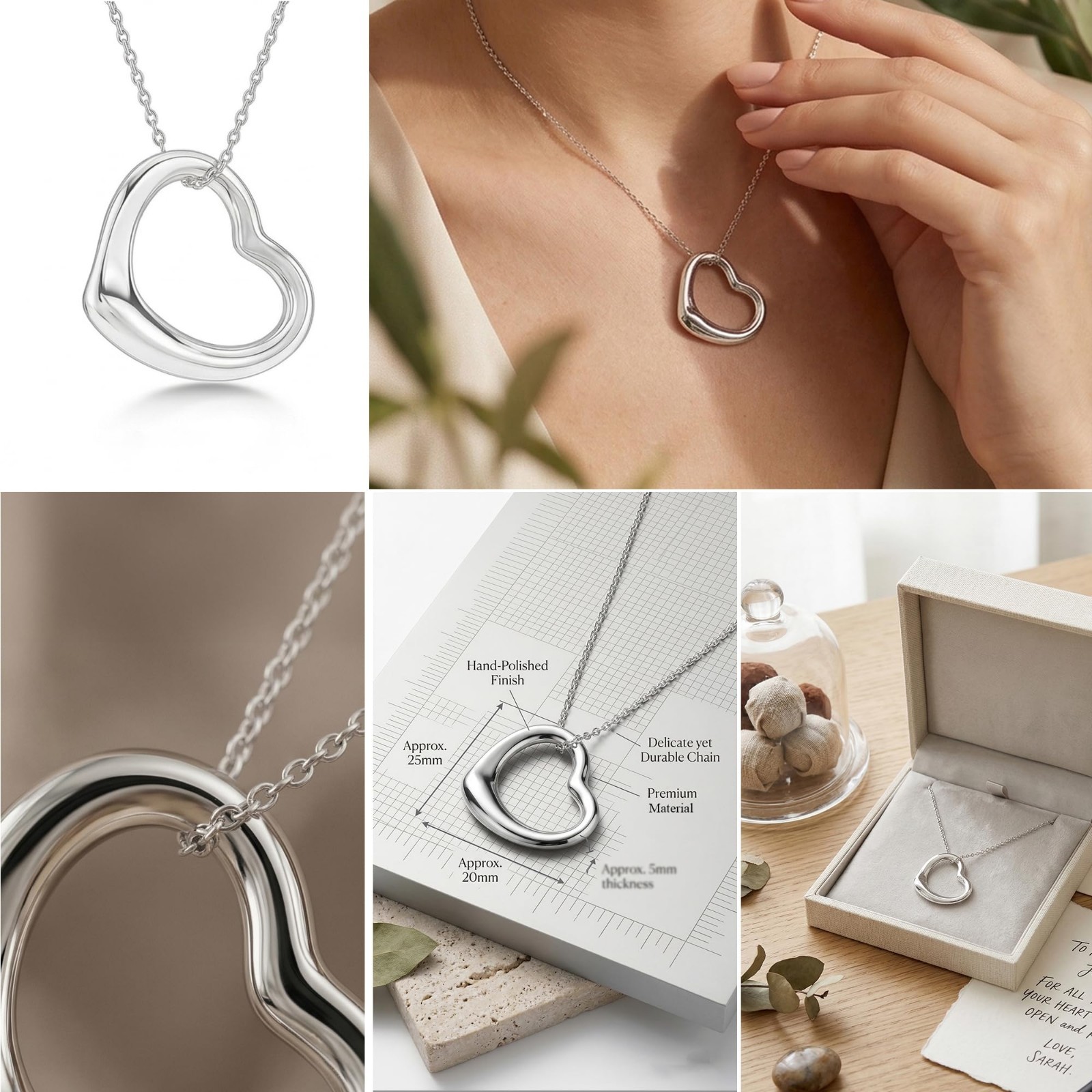 925 Sterling Silver Lightweight Pendant Necklace 18″ Chain for Women & Teens