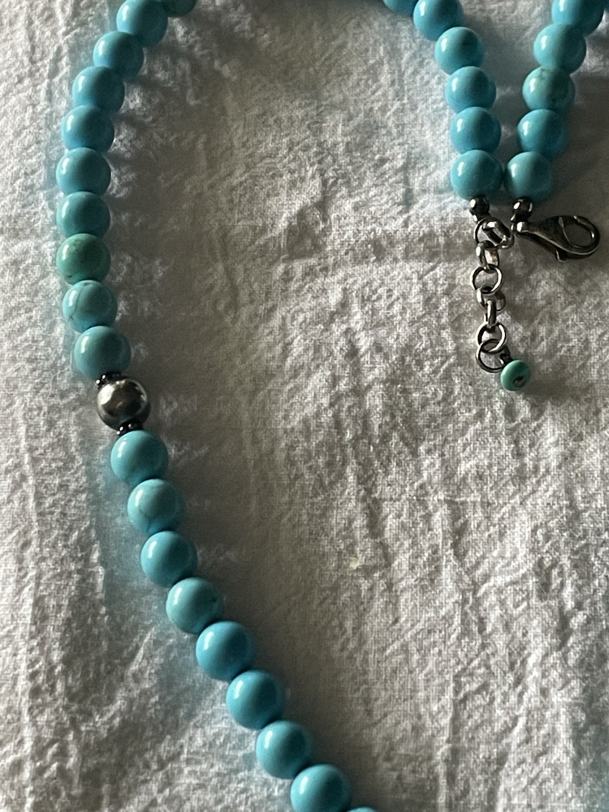Sleeping Beauty and Sterling Silver Bead Necklace with SS Pendant
