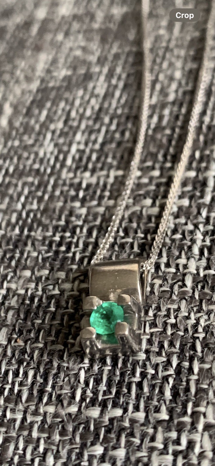 18K Solid White Gold Colombian Emerald Pendant