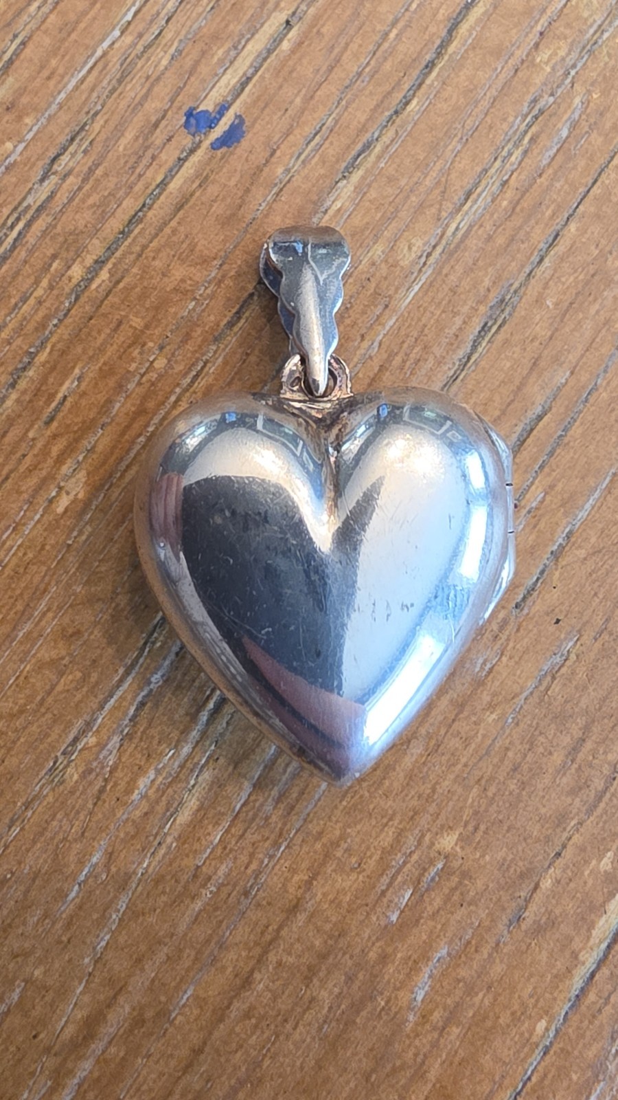 Sterling Silver .925 Puffy Heart Locket Pendant With Amethyst Stone