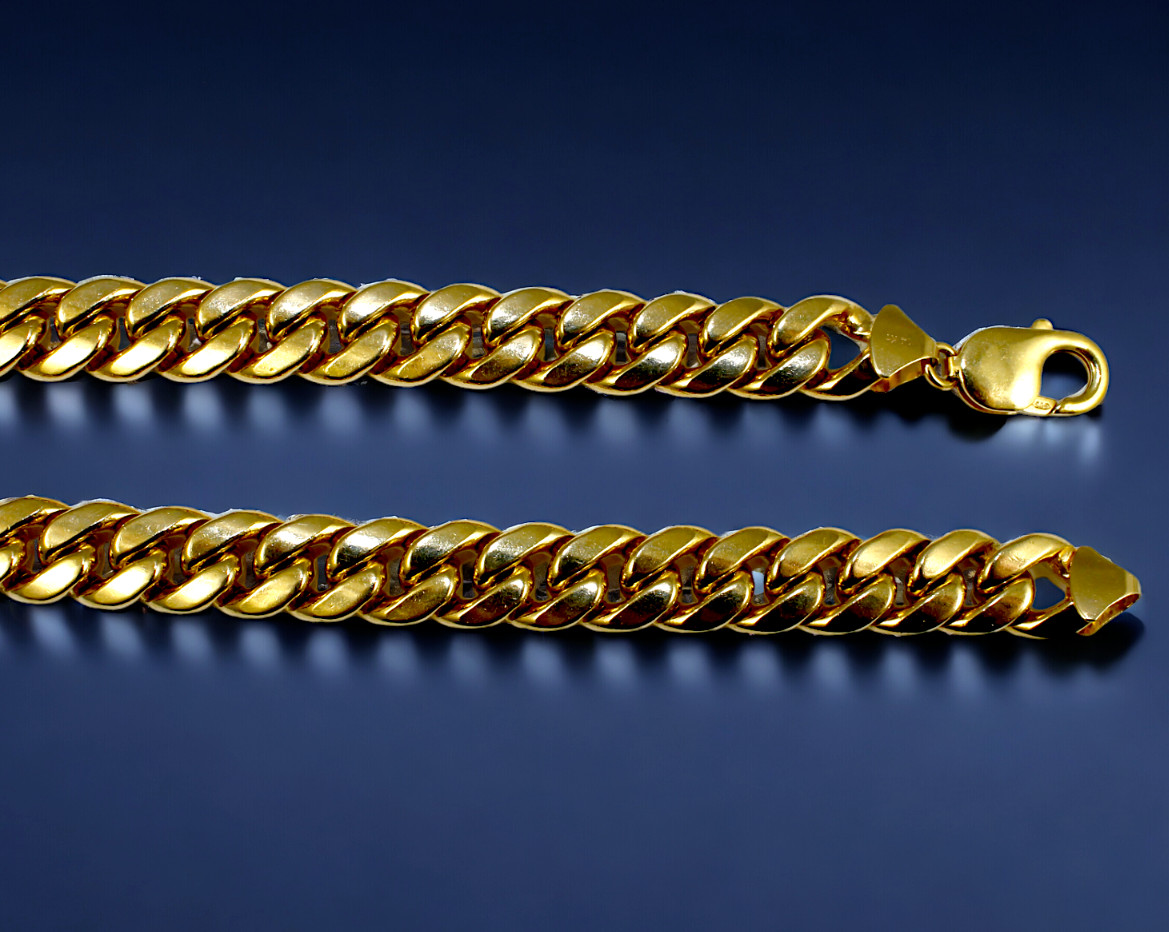14K Yellow Gold SOLID Miami Cuban Necklace Bracelet Chain 2mm-12mm 7″-30″