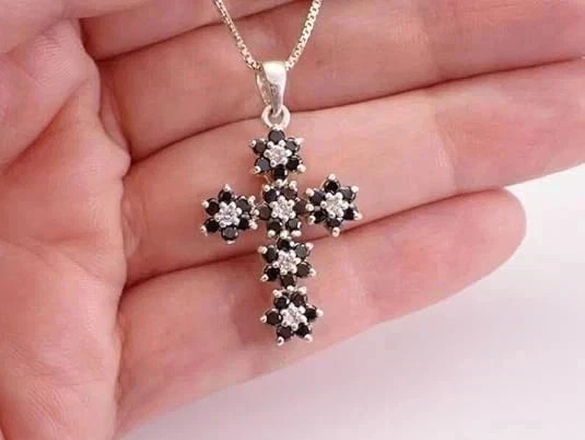 2.00Ct Round Cut Lab-Created Diamond Cross Pendant 14K White Gold Plated