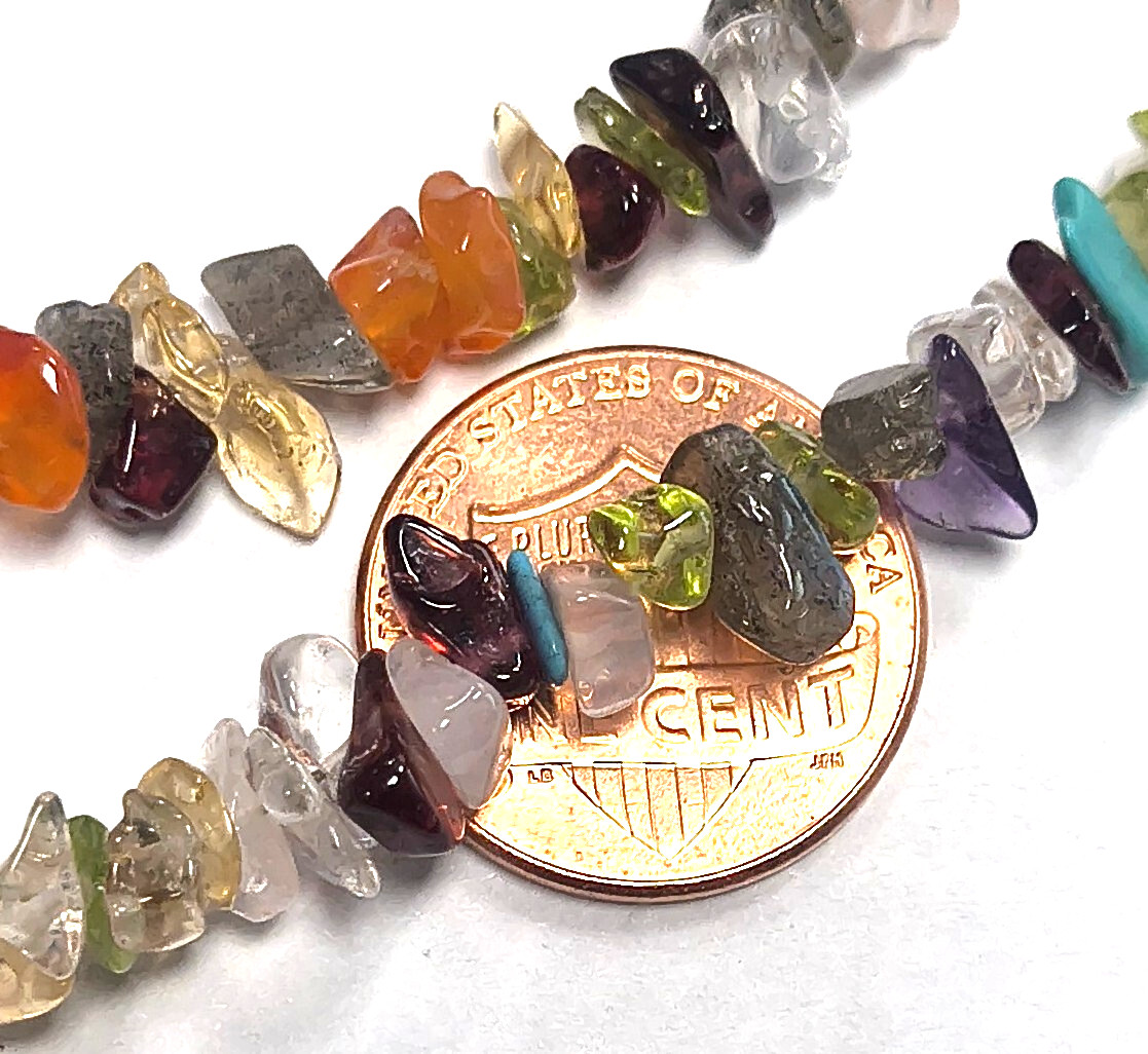 Estate Signed SI INDIA 925 & Multi Semiprecious Gemstone Nugget 48″ Necklace