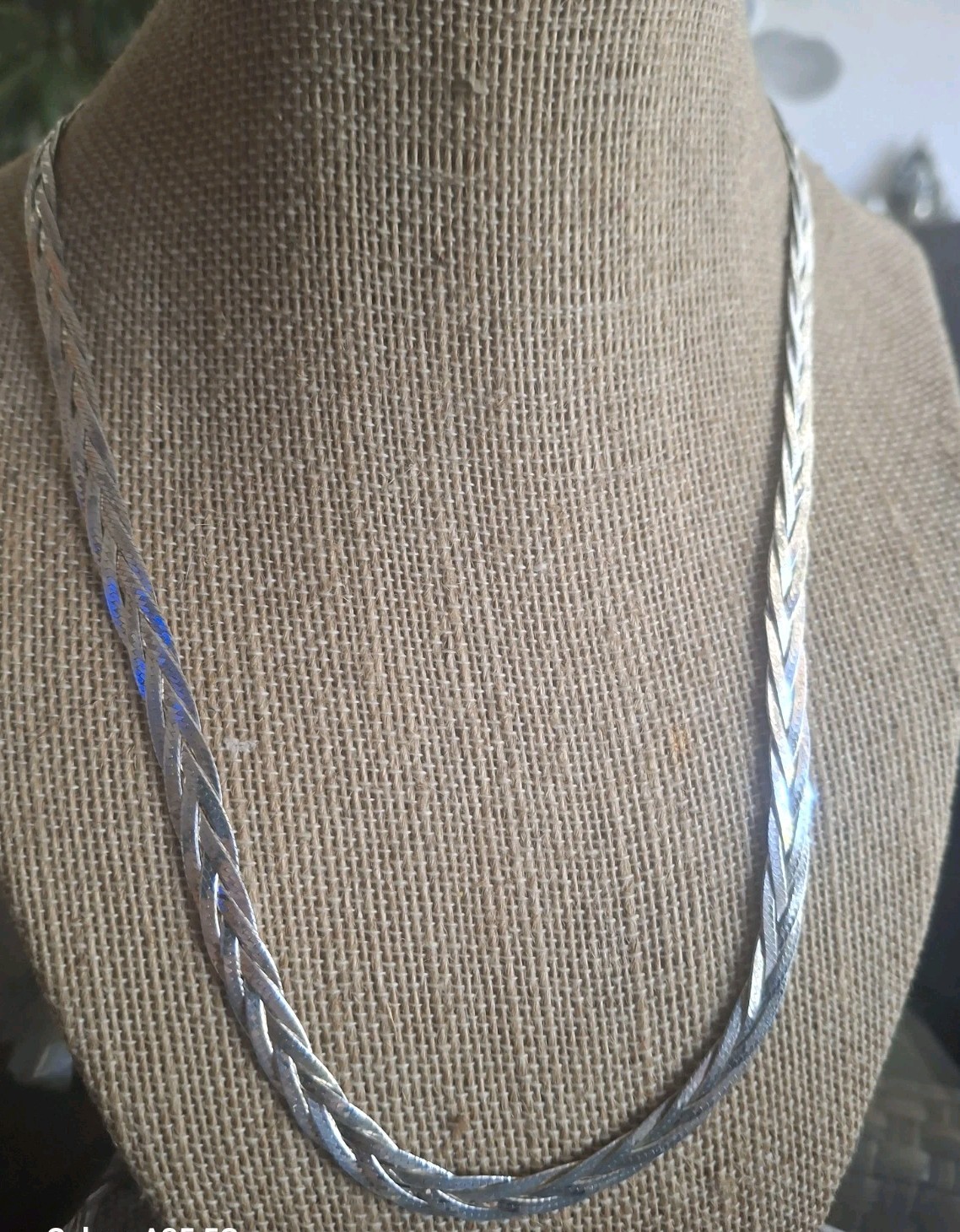 Vtg sterling Silver 925 19in Chain Braided Style Herringbone Marked ☆ Italy