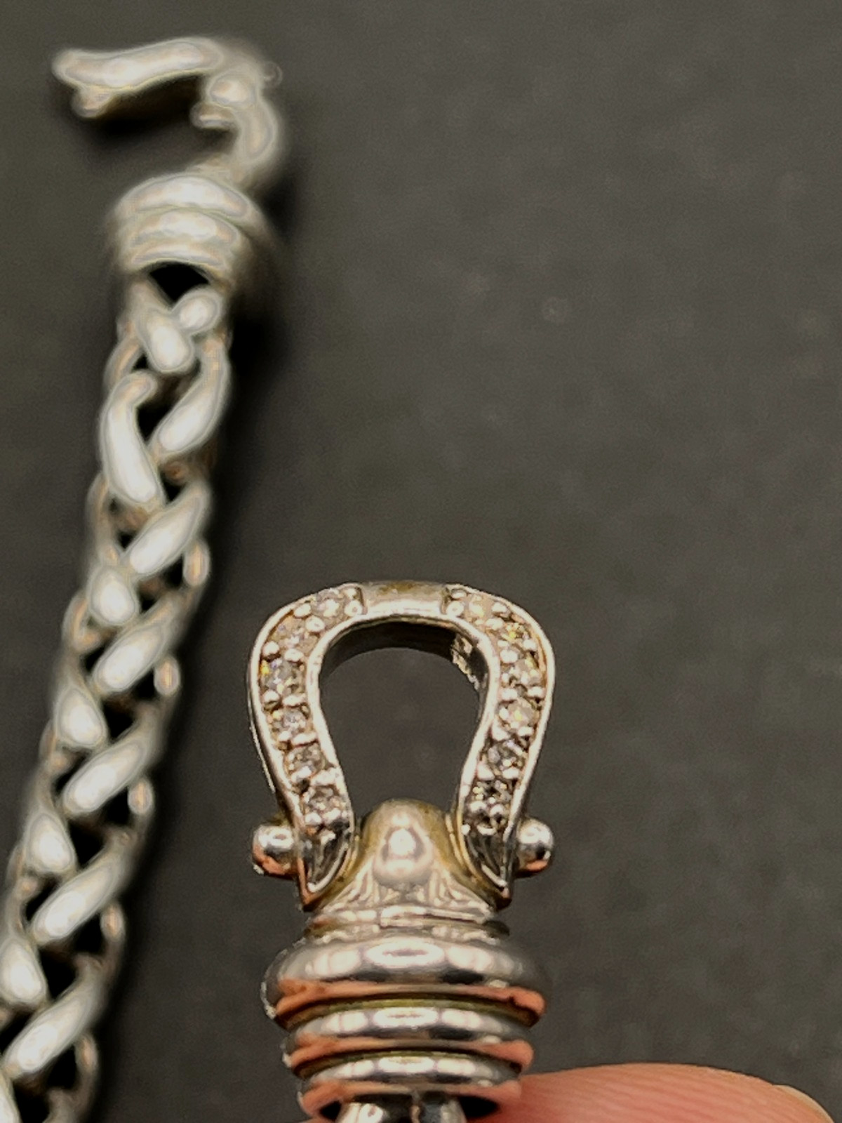 David Yurman diamond buckle single 6mm strand wheat necklace vintage jewelry 16″