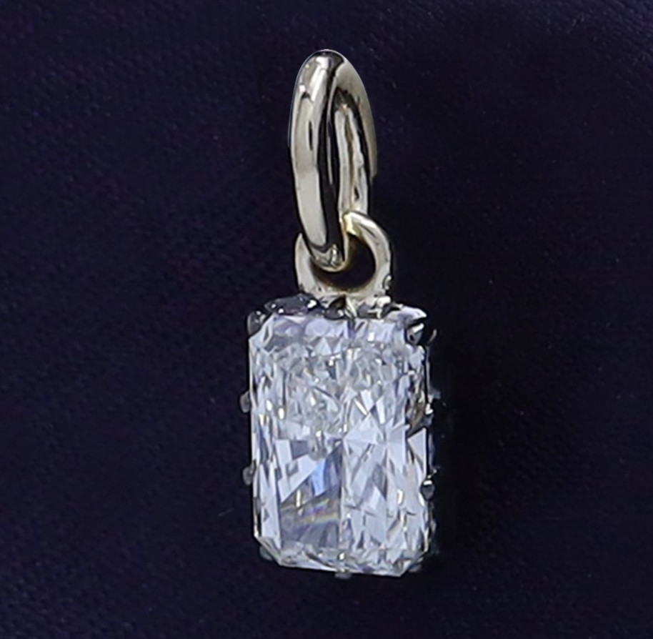 1.00 Ct Solitaire Pendant Radiant Cut Lab Grown Diamond in 14K Yellow Gold
