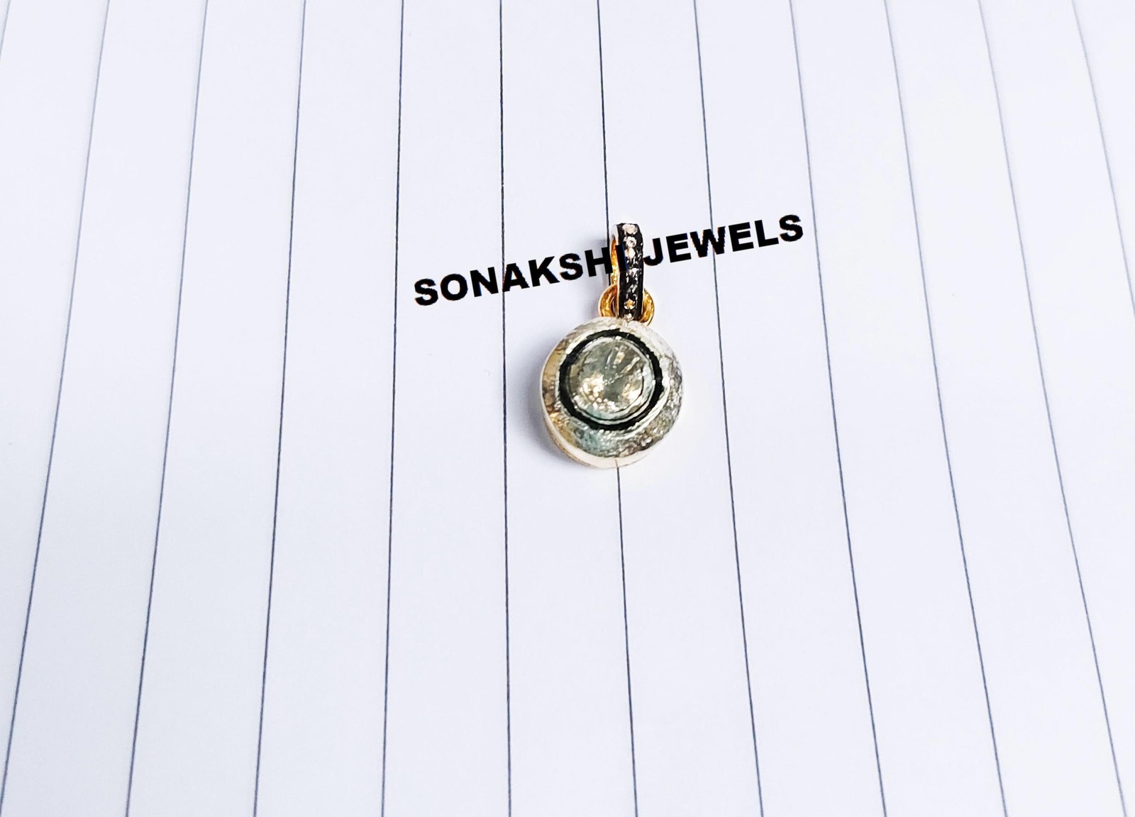 Handmade Polki Diamond Pendant: 925 Sterling Silver Halo Jewelry Pendant