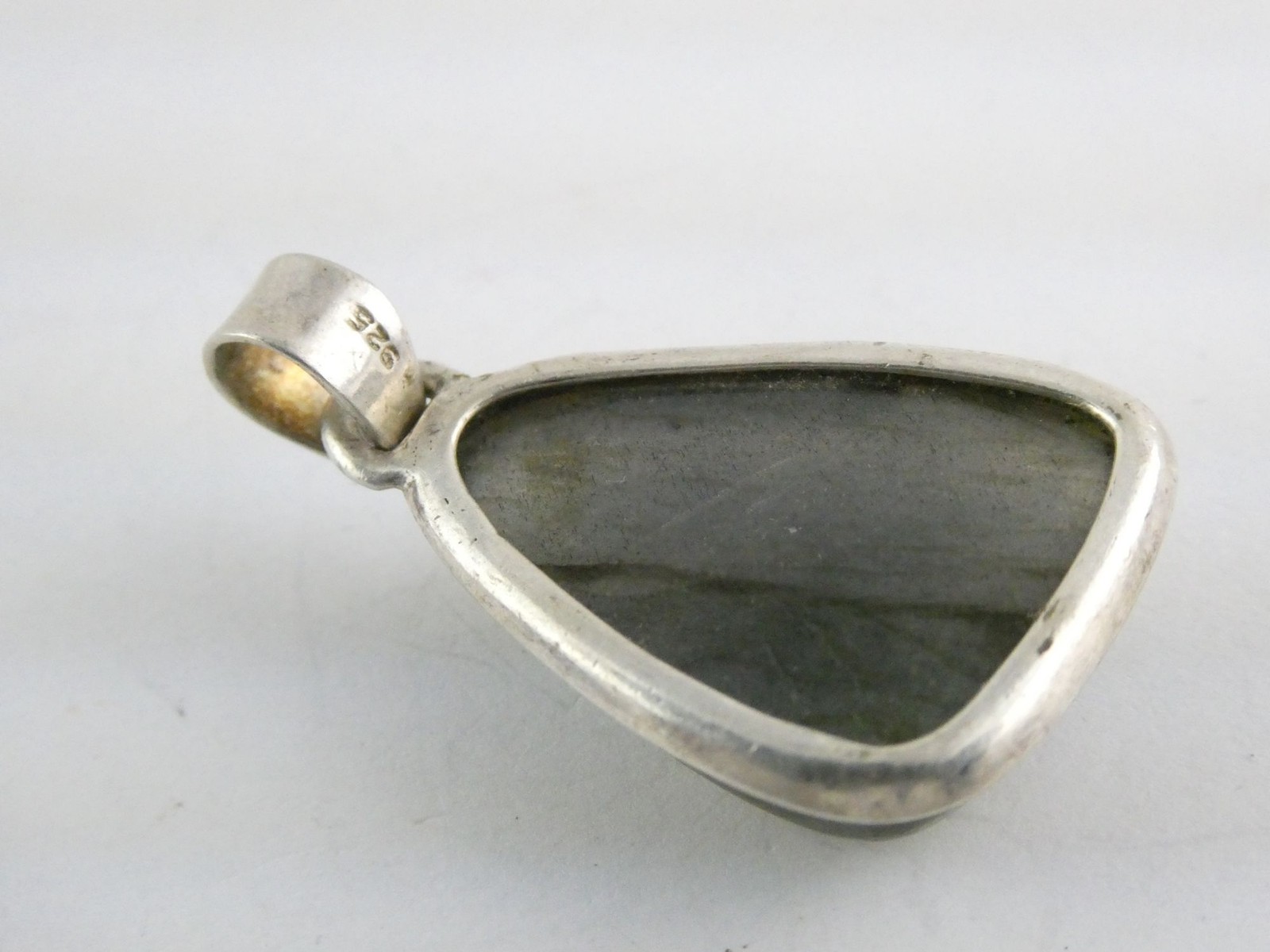 Sterling Silver Labradorite Freeform Cabochon Pendant 10.4g 1.5 Inch Length